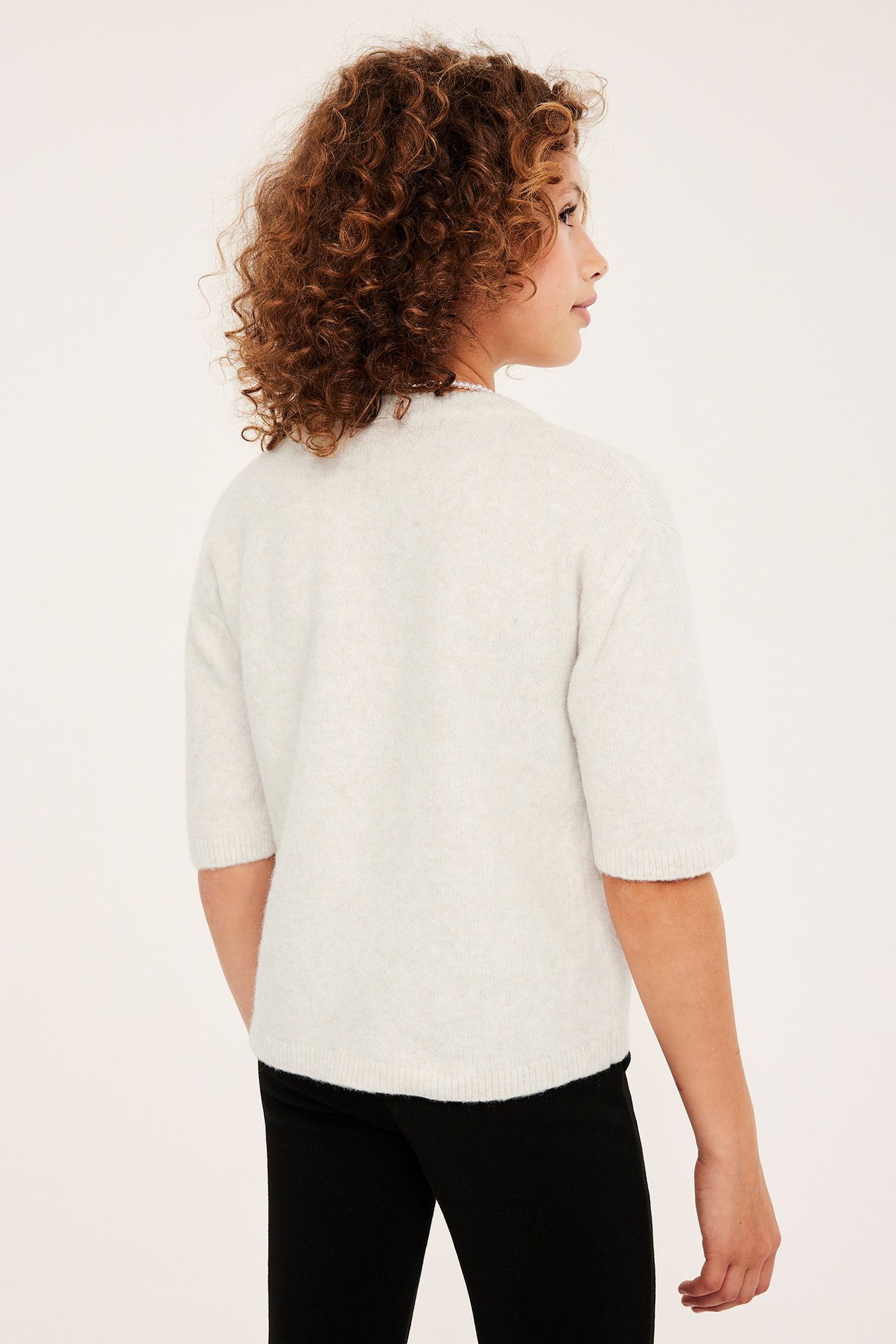 Stickad t-shirt - Vit - 6