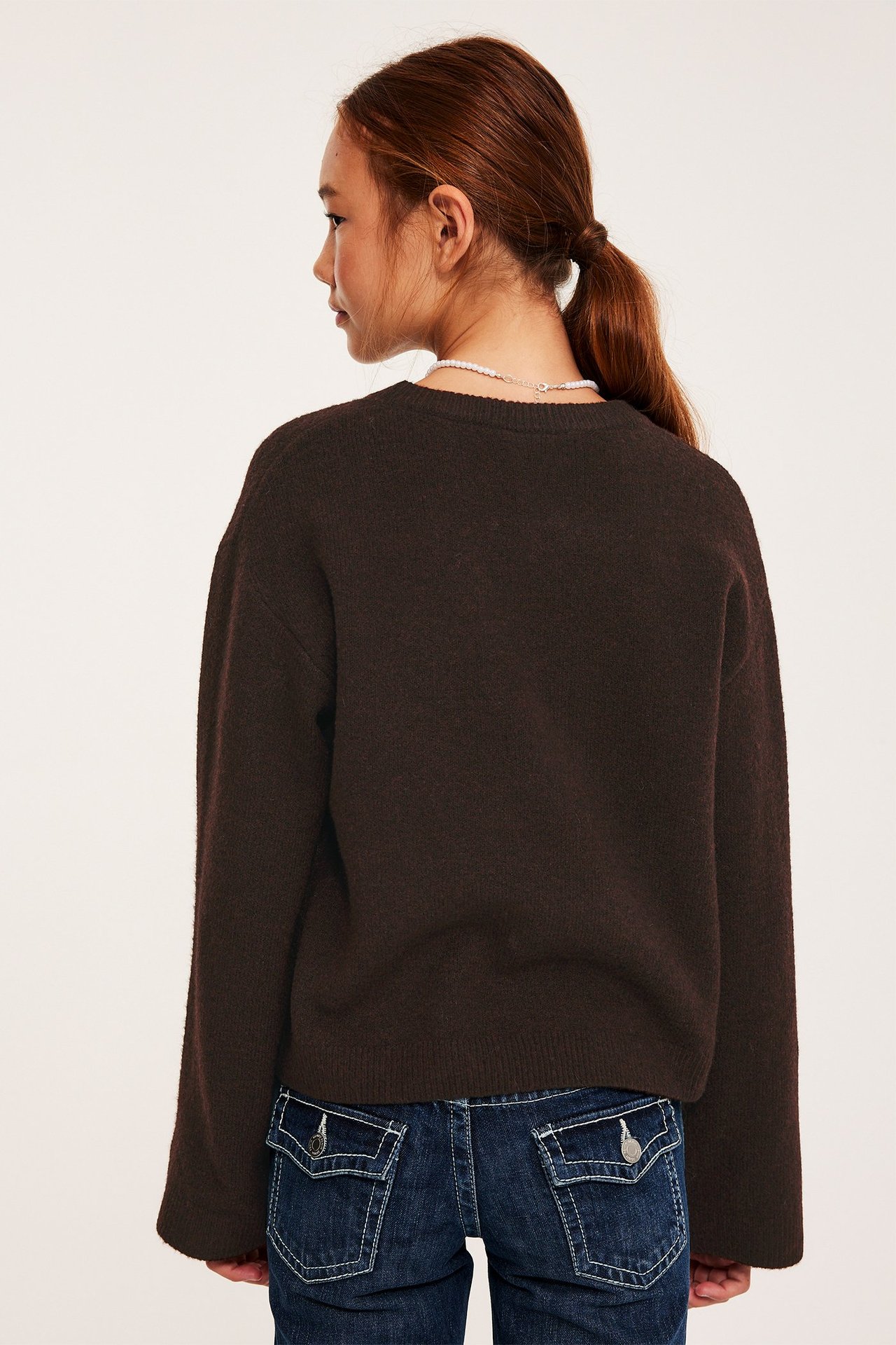 Dzianinowy sweter - Brązowy - 5