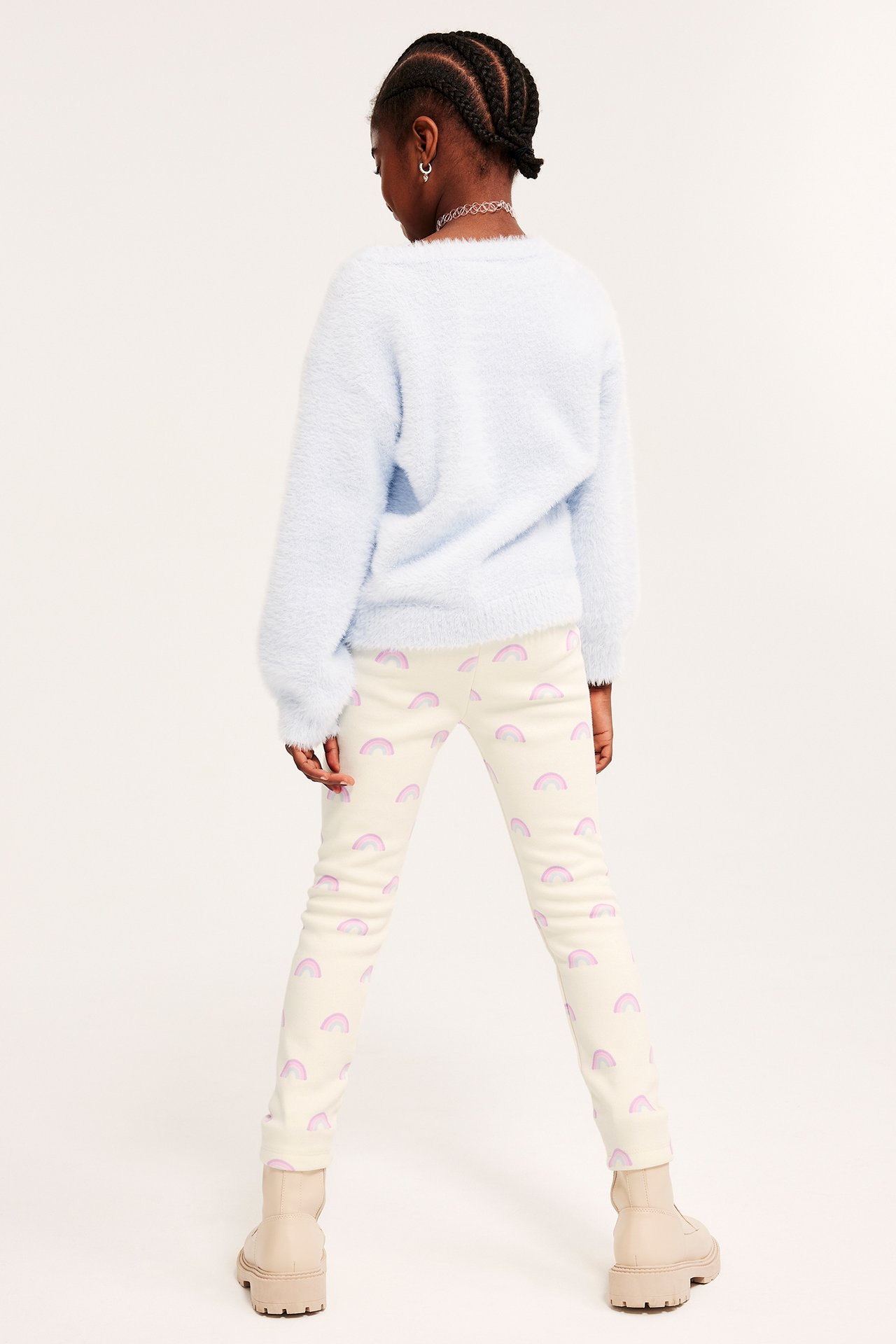 Ocieplane legginsy w tęcze - Offwhite - 5