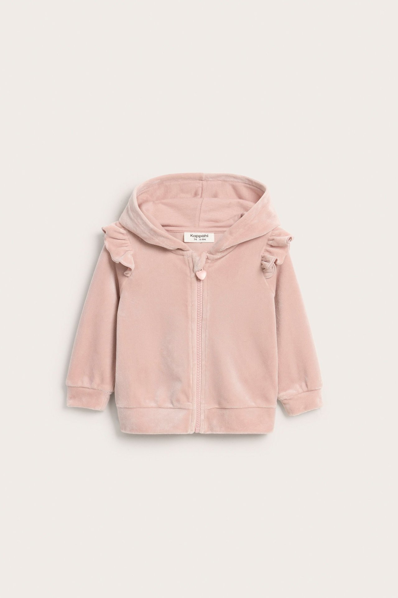 Velour hoodie med dragkedja