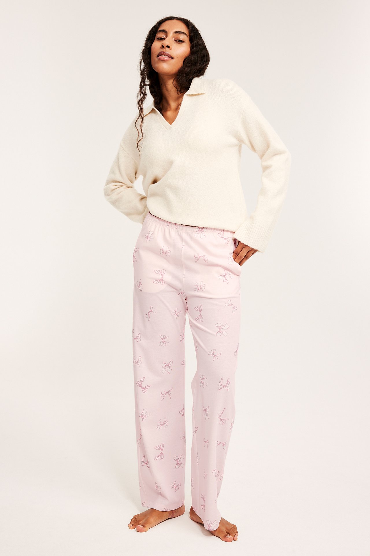 Mønstret pyjamasbukse