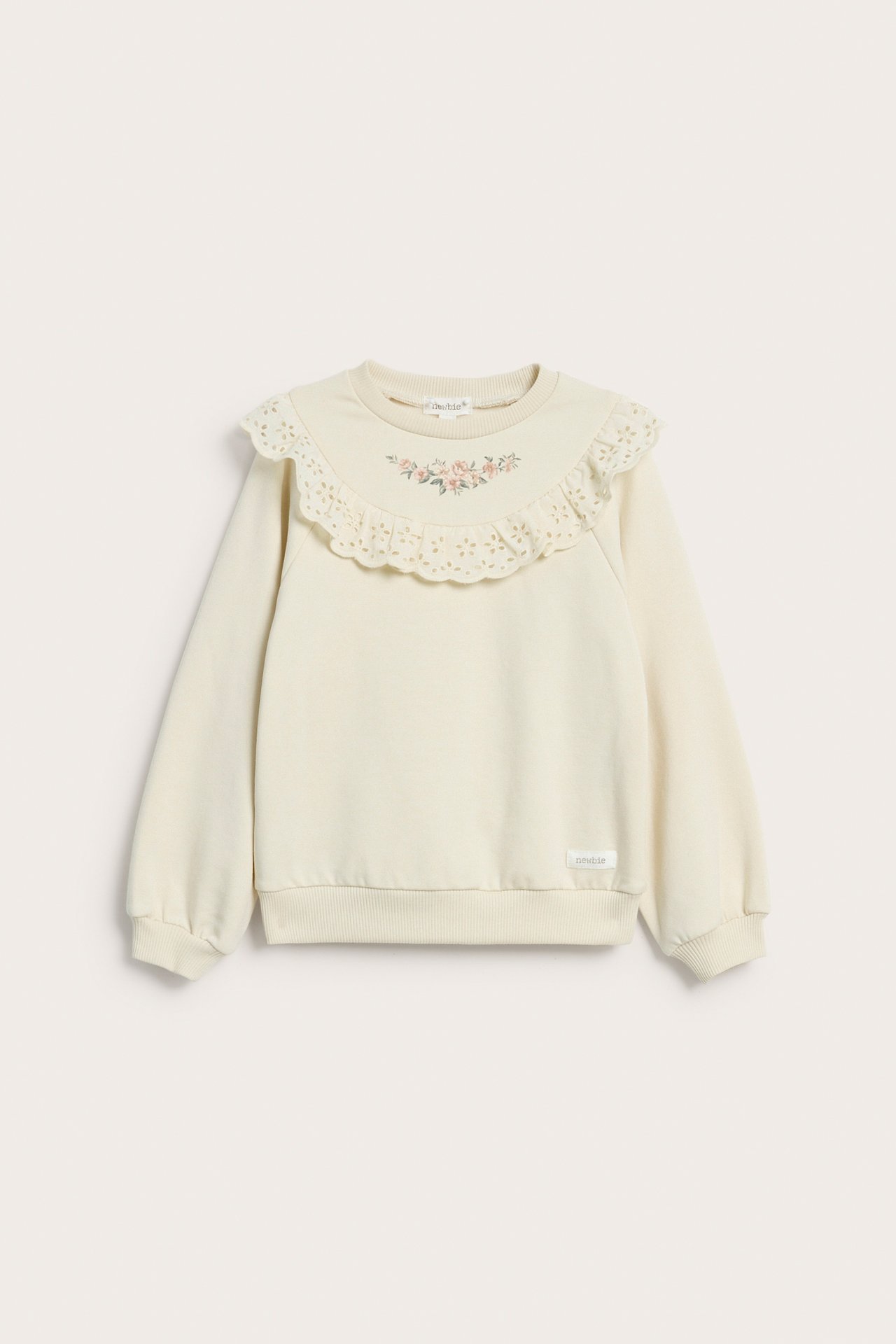 Sweatshirt med blondevolanger
