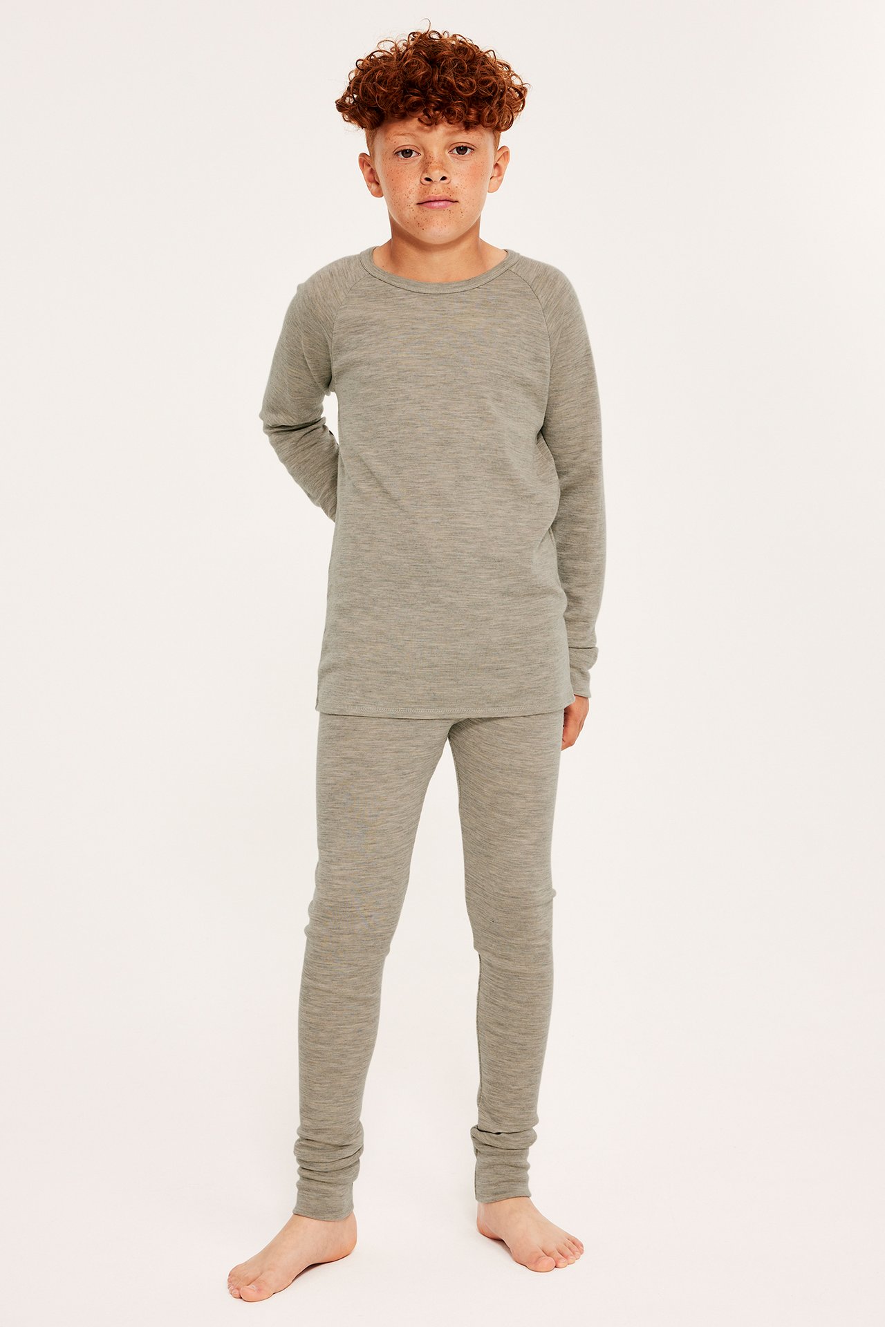 Merinovillaa olevat aluskerrastohousut - Meleerattu beige - 4