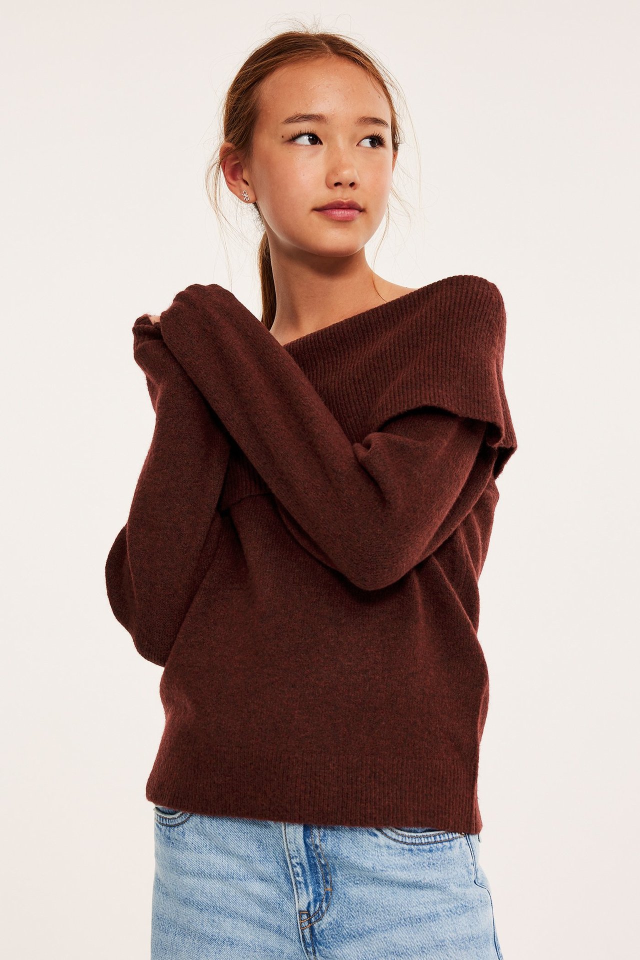 Strikket off shoulder-topp