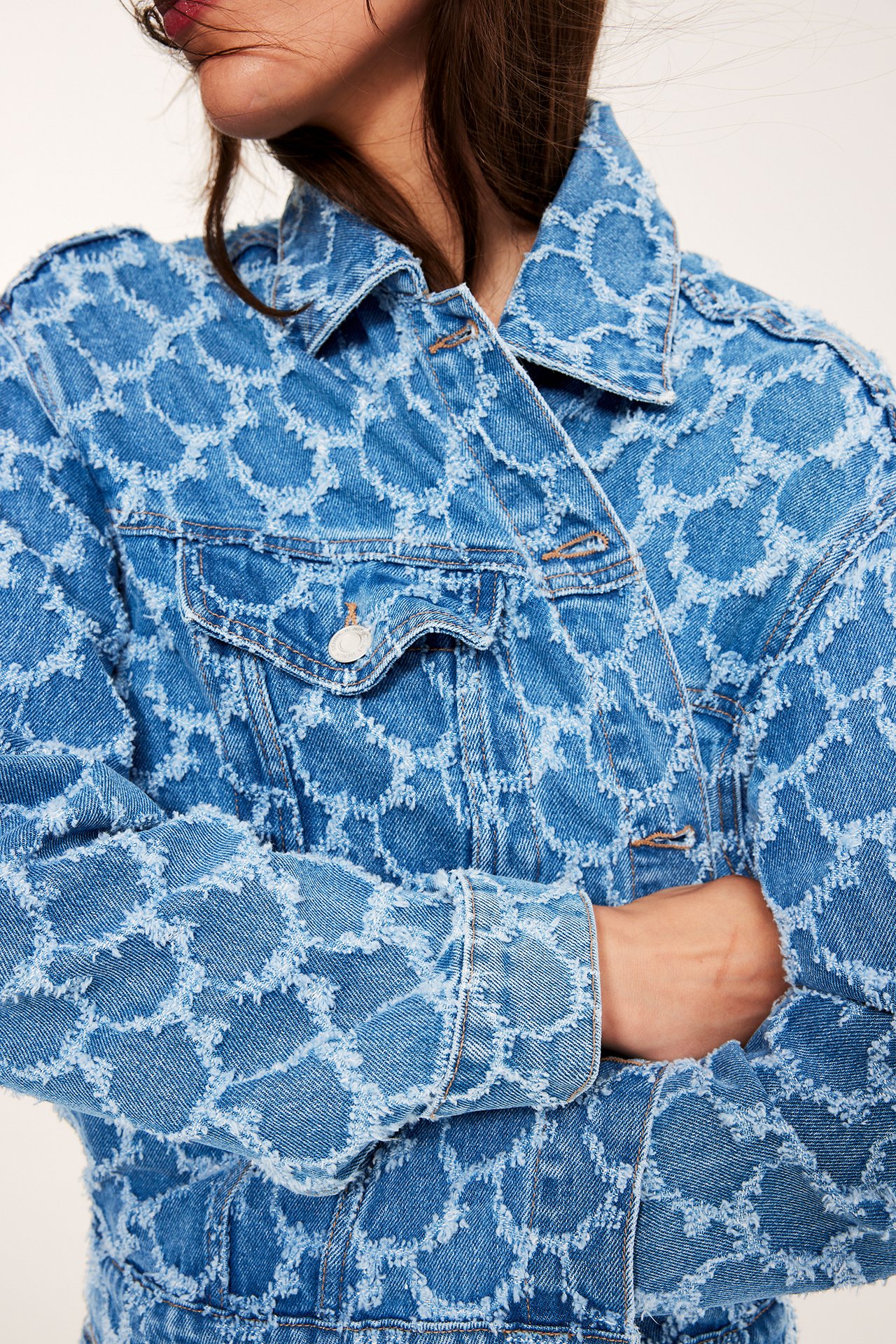 Jeansjakke med struktur - Denim - 4