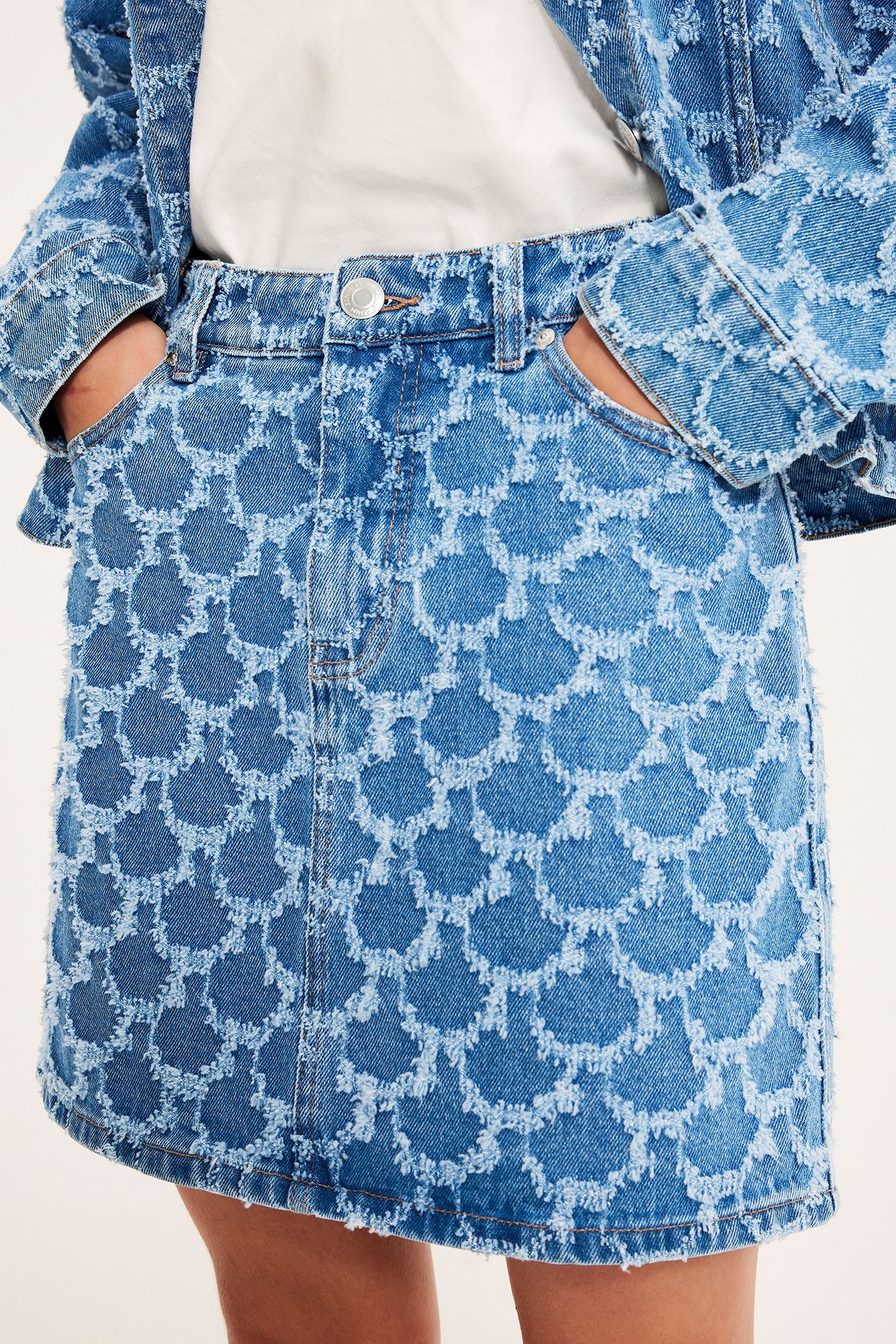 Jeansskjørt med struktur - Denim - 4
