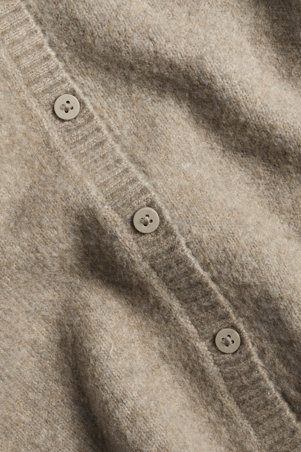 Stickad kofta - Brunmelerad - 4