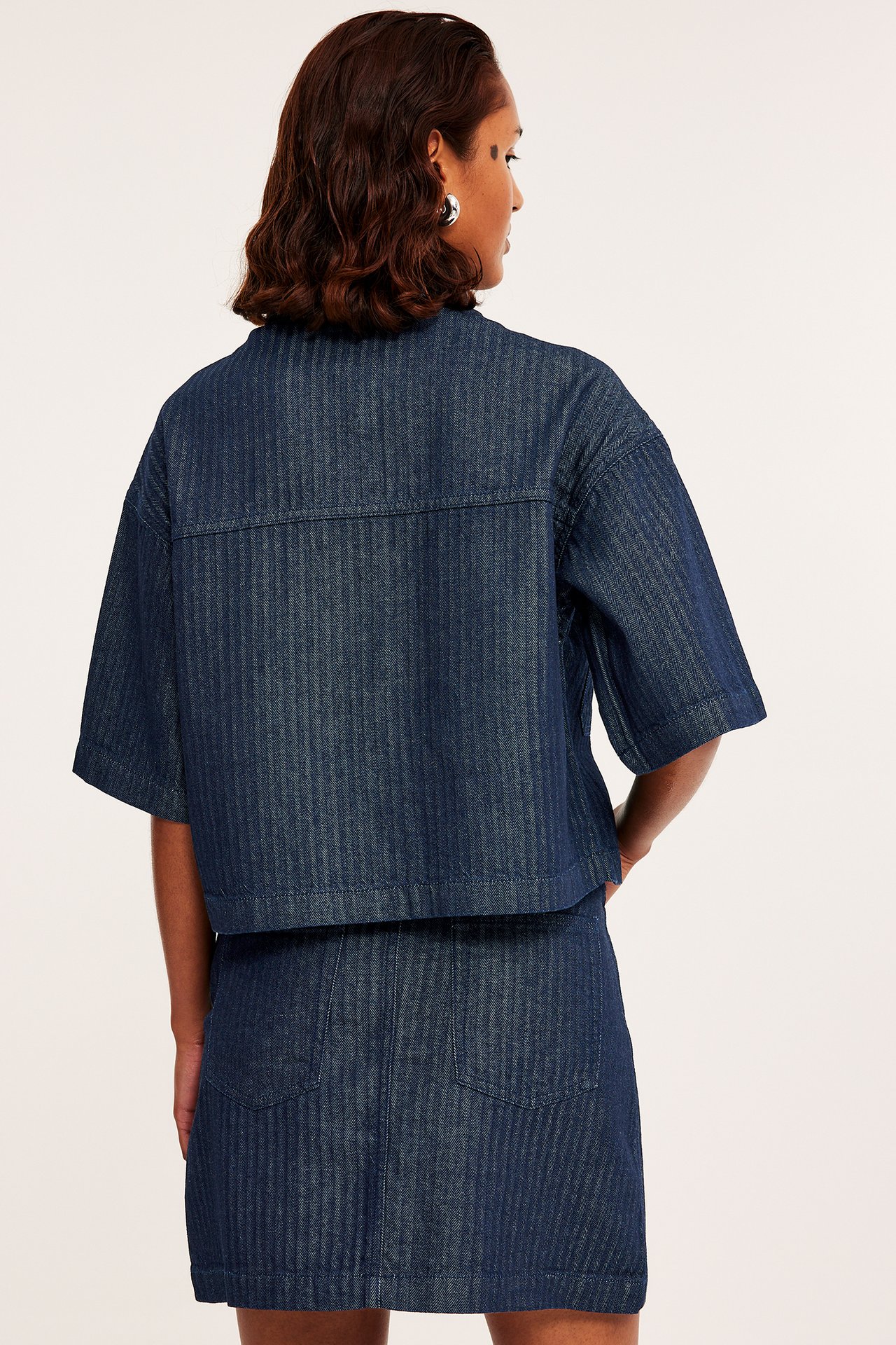 Kalanruotokuvioinen lyhythihainen paita - Tumma denim - 6
