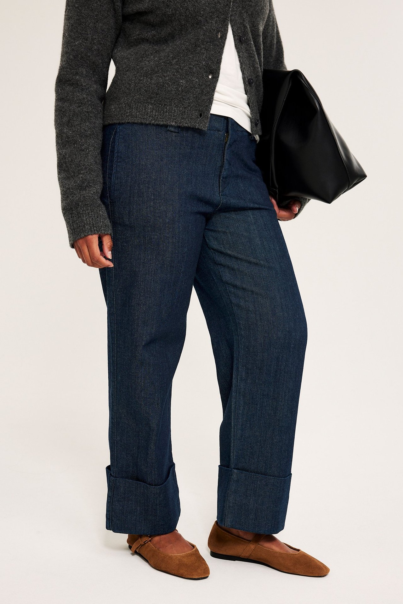 Cropped straight jeans high waist