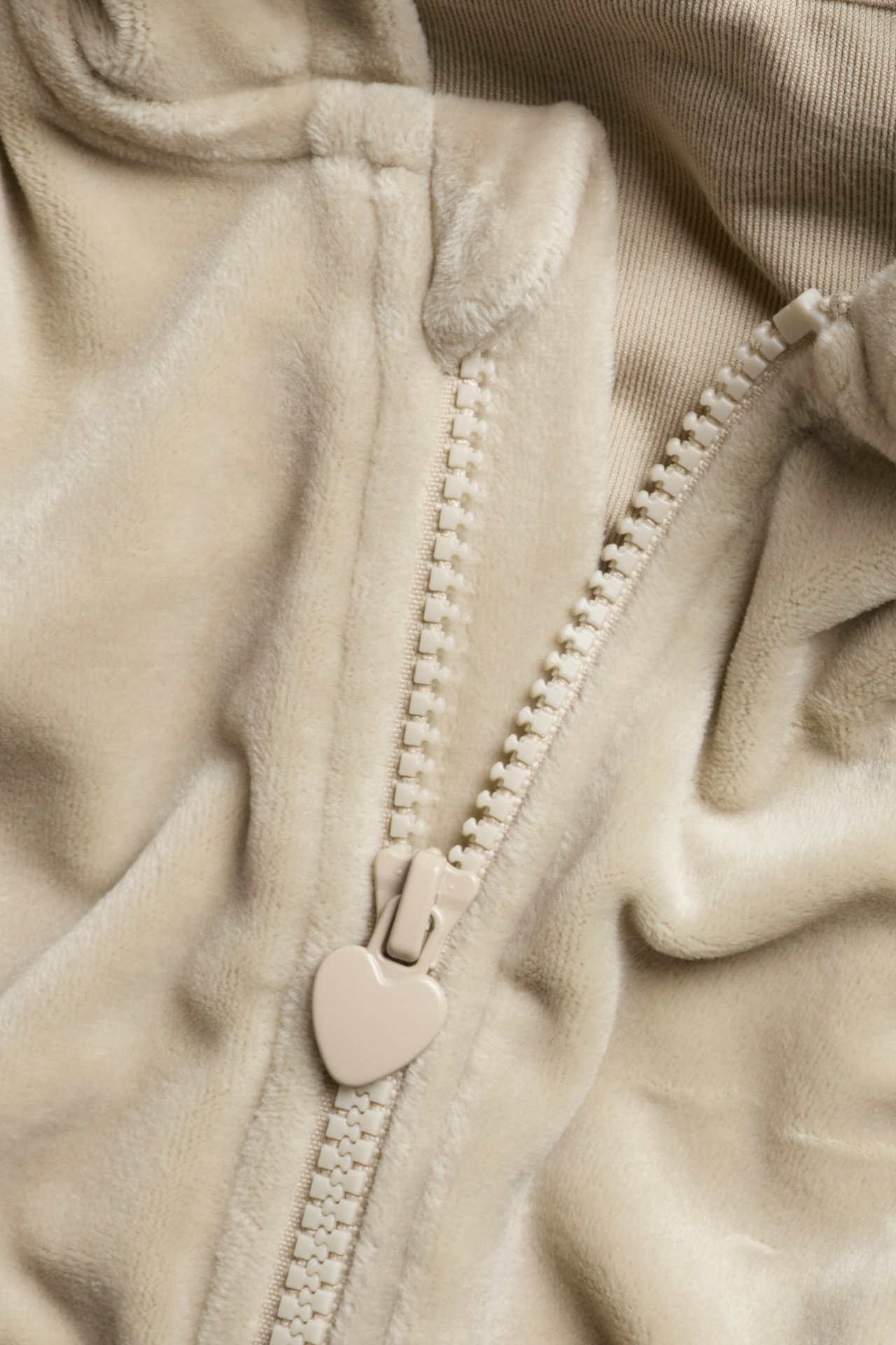 Vetoketjullinen veluurihuppari - Beige - 2