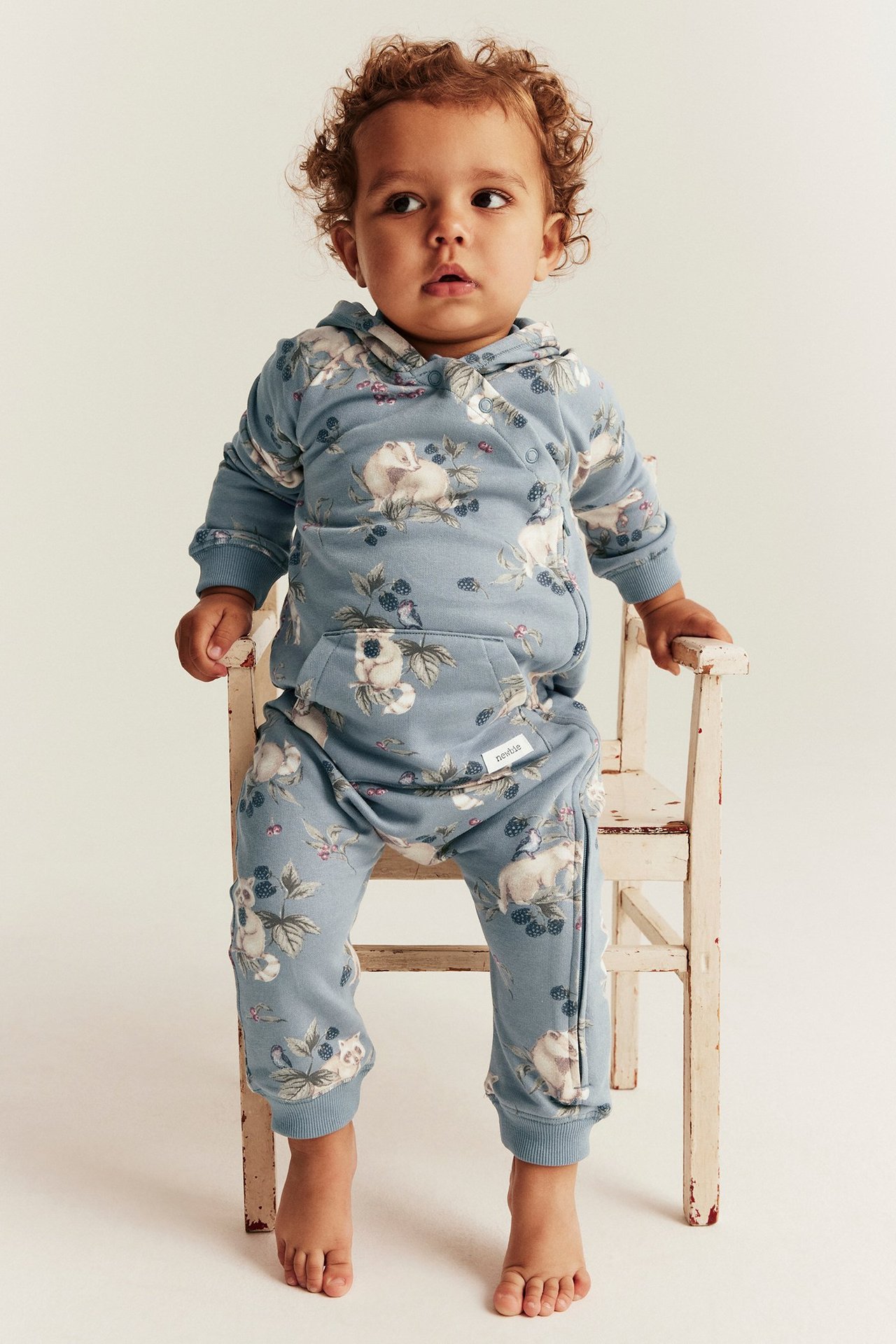 Mønstret jumpsuit med hette