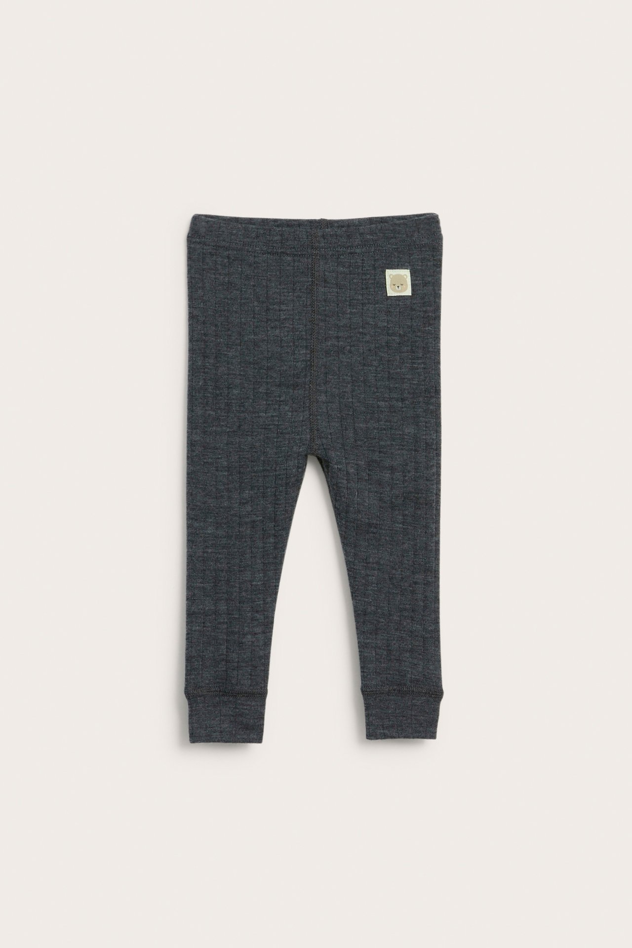 Ribbestrikket leggings i ull