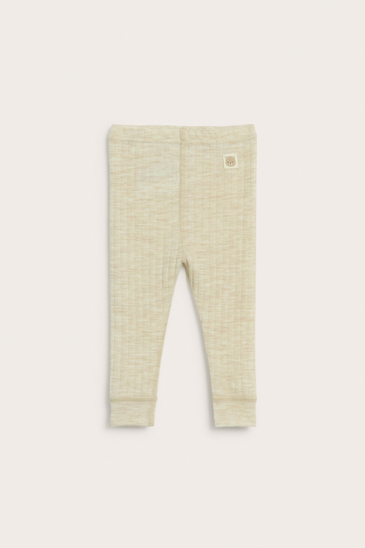 Ribbestrikket leggings i ull