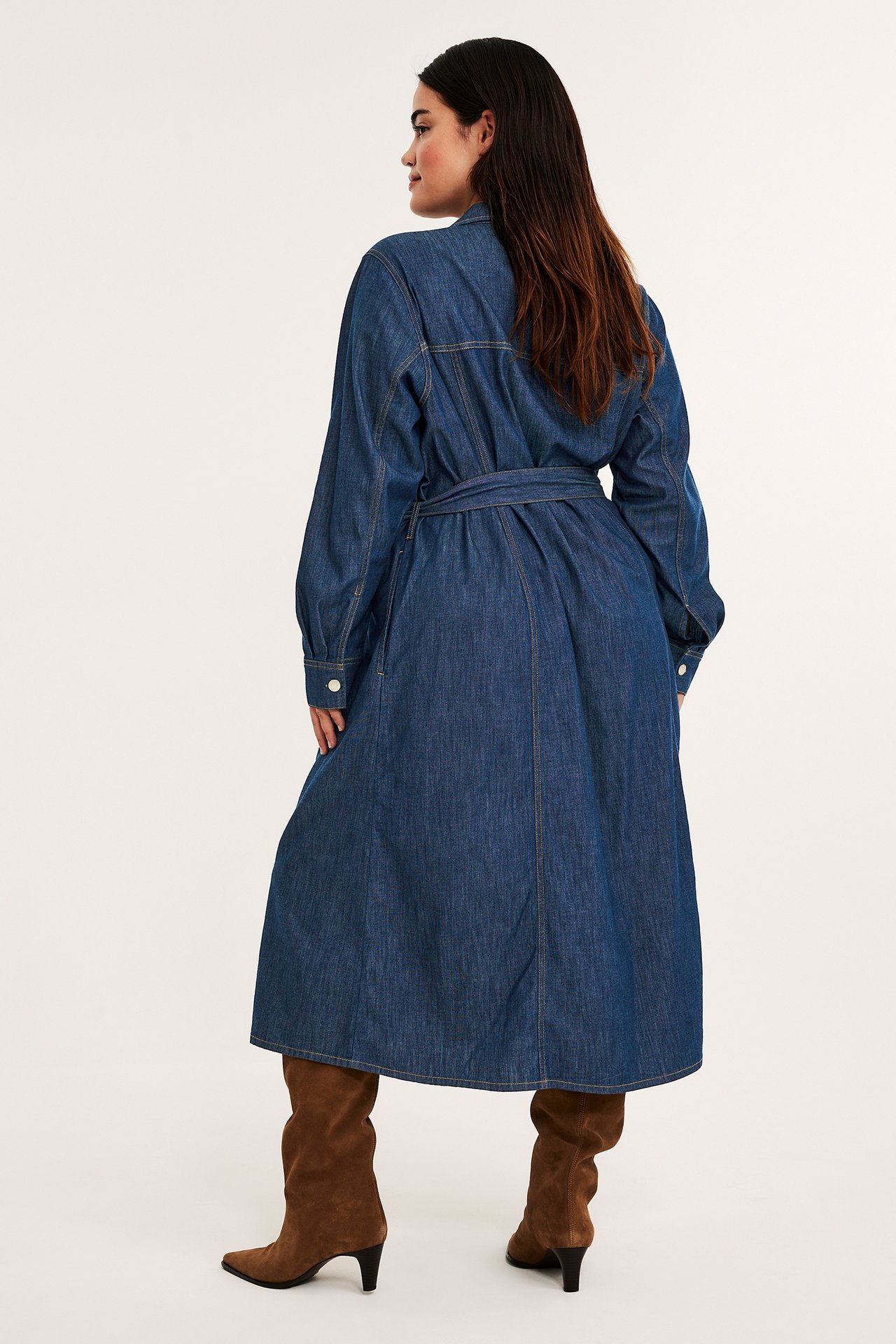 Pitkä farkkumekko - Tumma denim - 6