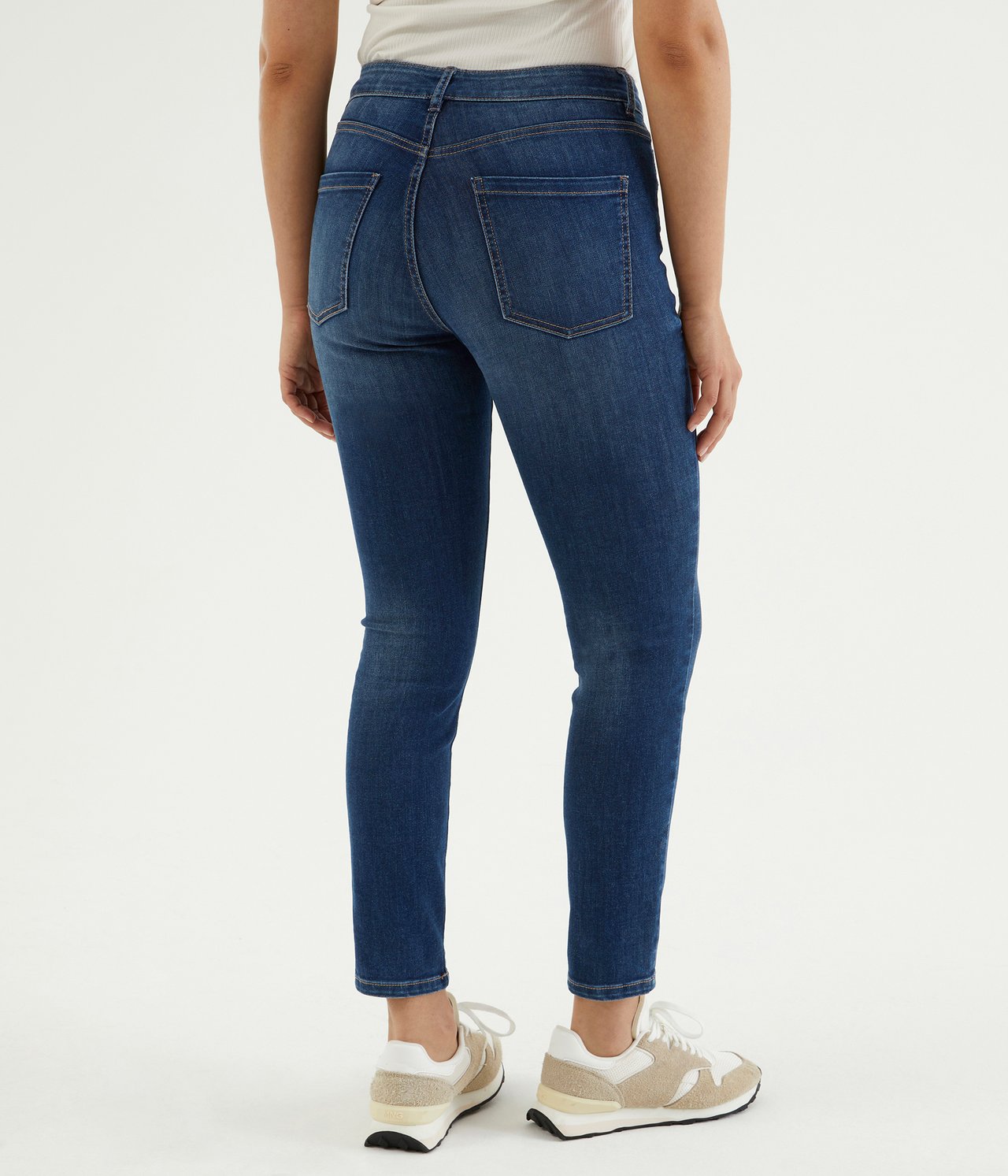 Cropped Slim Jeans Mid Waist - Mörk denim - 7