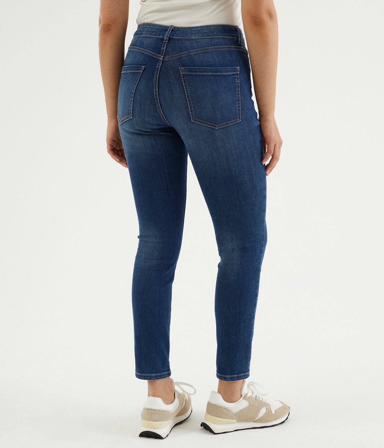 Cropped Slim Jeans Mid Waist Mørk denim - null - 2