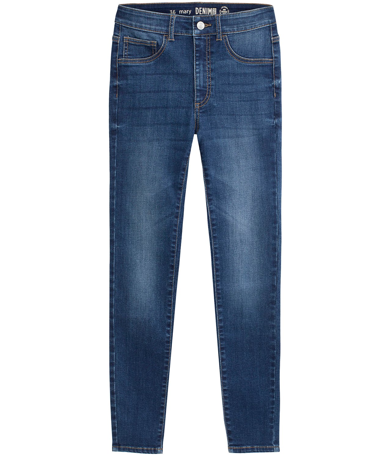 Cropped Slim Jeans Mid Waist - Mörk denim - 8
