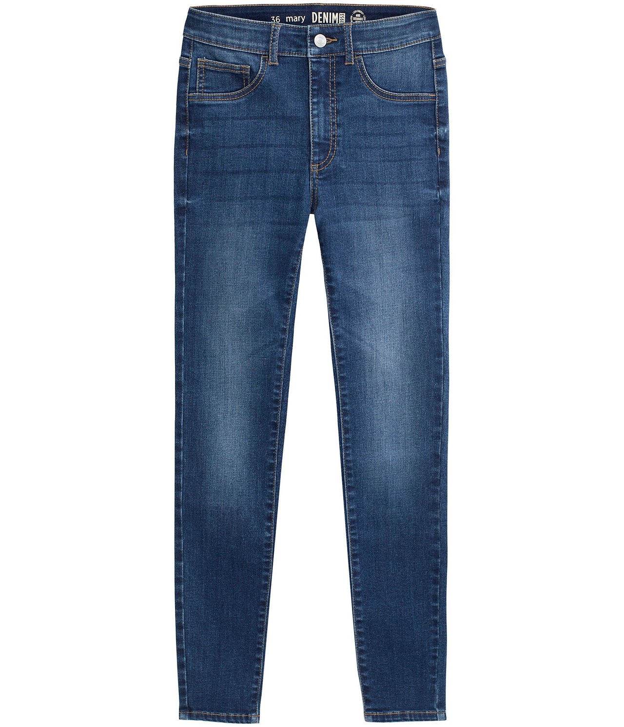 Cropped Slim Jeans Mid Waist Mørk denim - null - 1