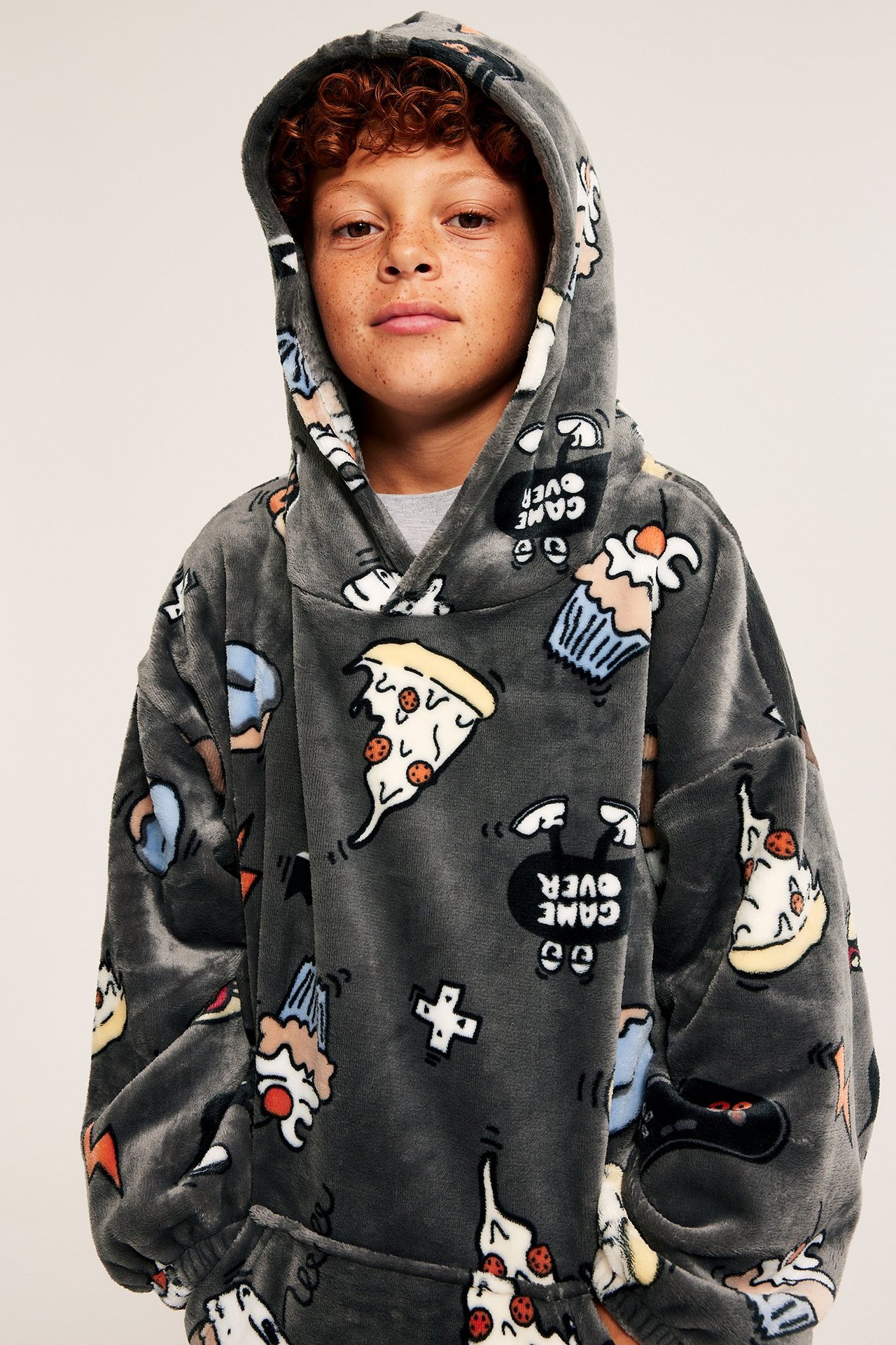 Mönstrad fleecehoodie
