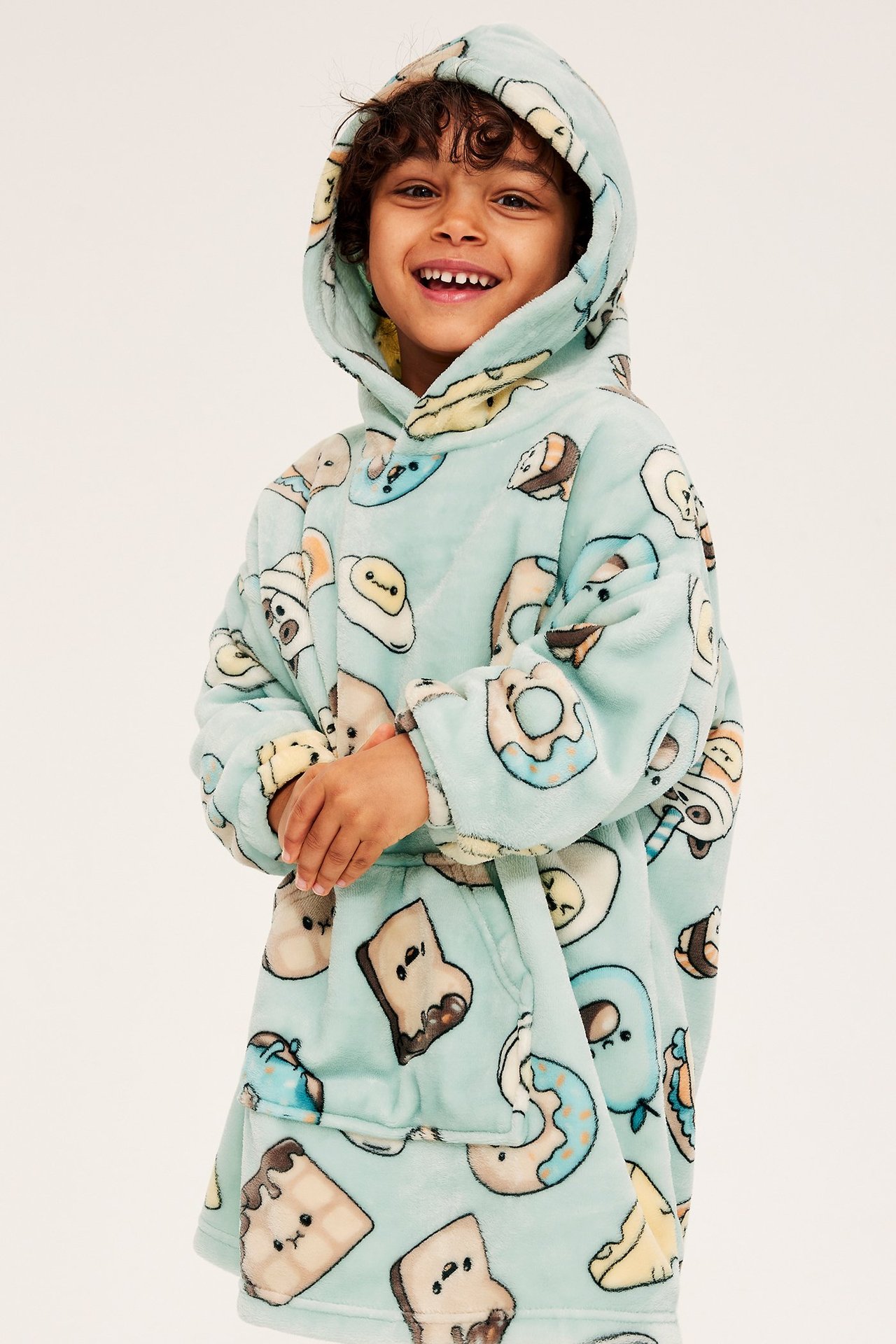 Bluza z kapturem, z polaru, z nadrukiem