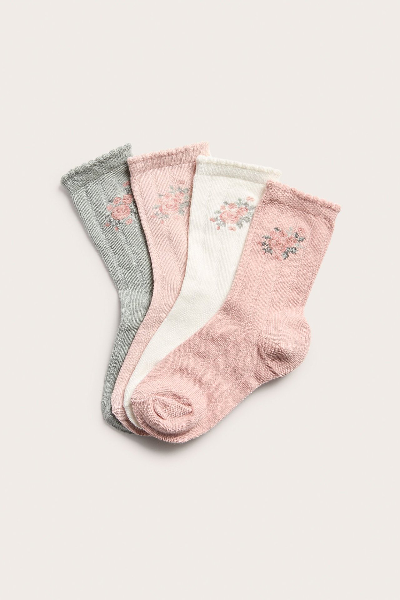 Strumpor med blommor 4-pack