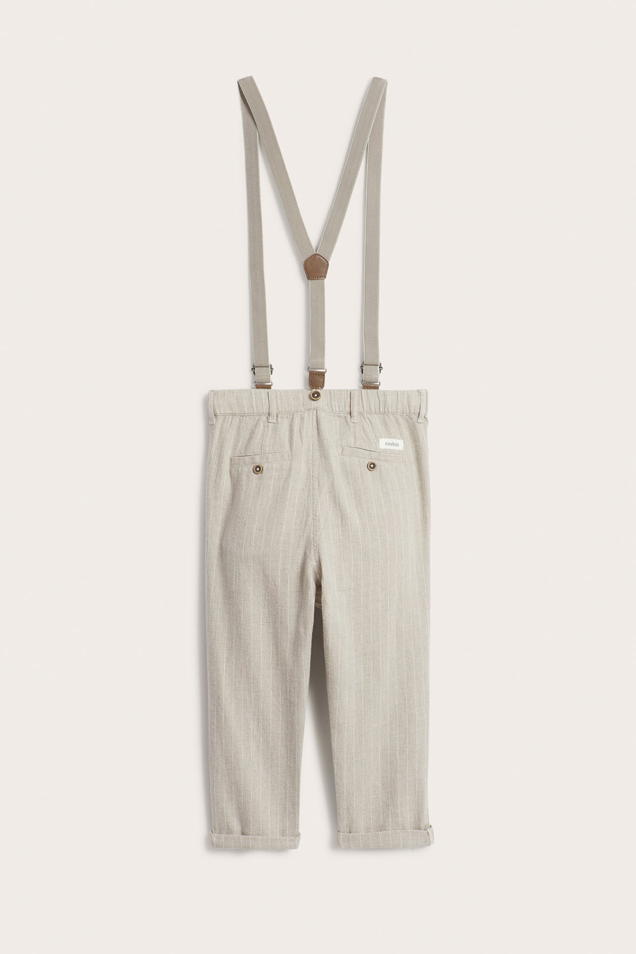 Vevd penbukse med seler - Melert beige - 4