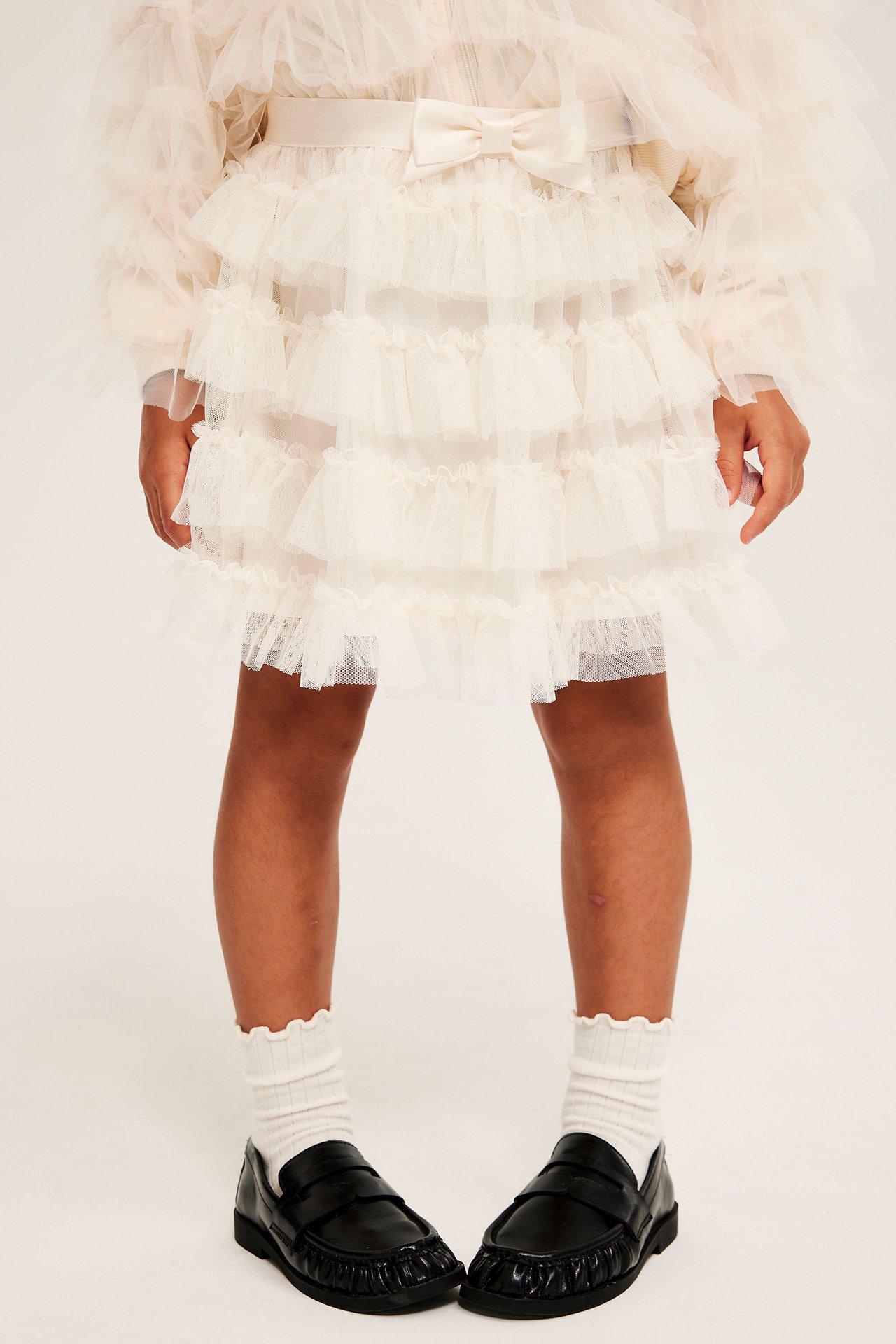 Tyllskjørt med volanger - Offwhite - 5