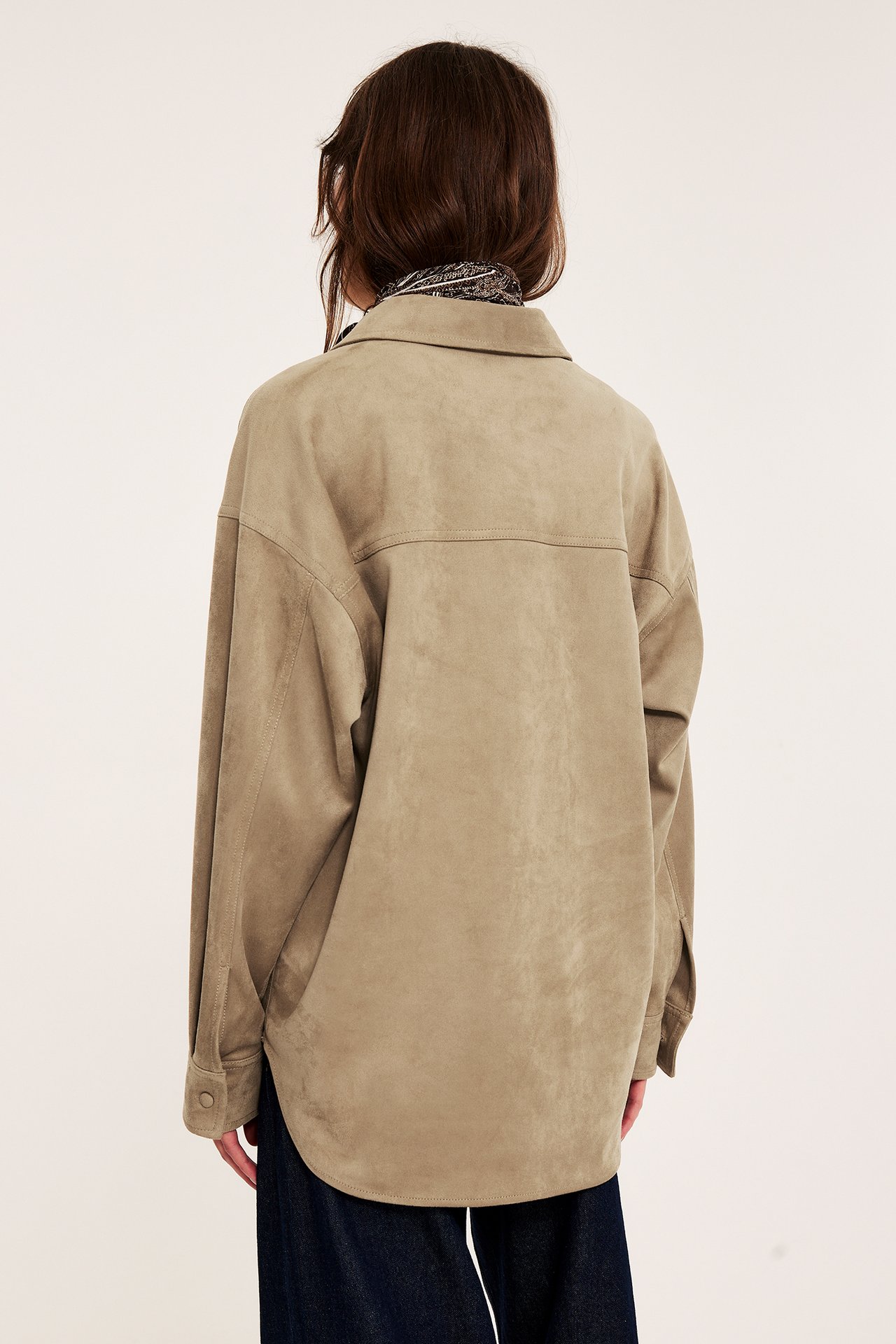 Pitkähihainen mokkanahkajäljitelmää oleva paita - Beige - 175cm / Storlek: S - 7