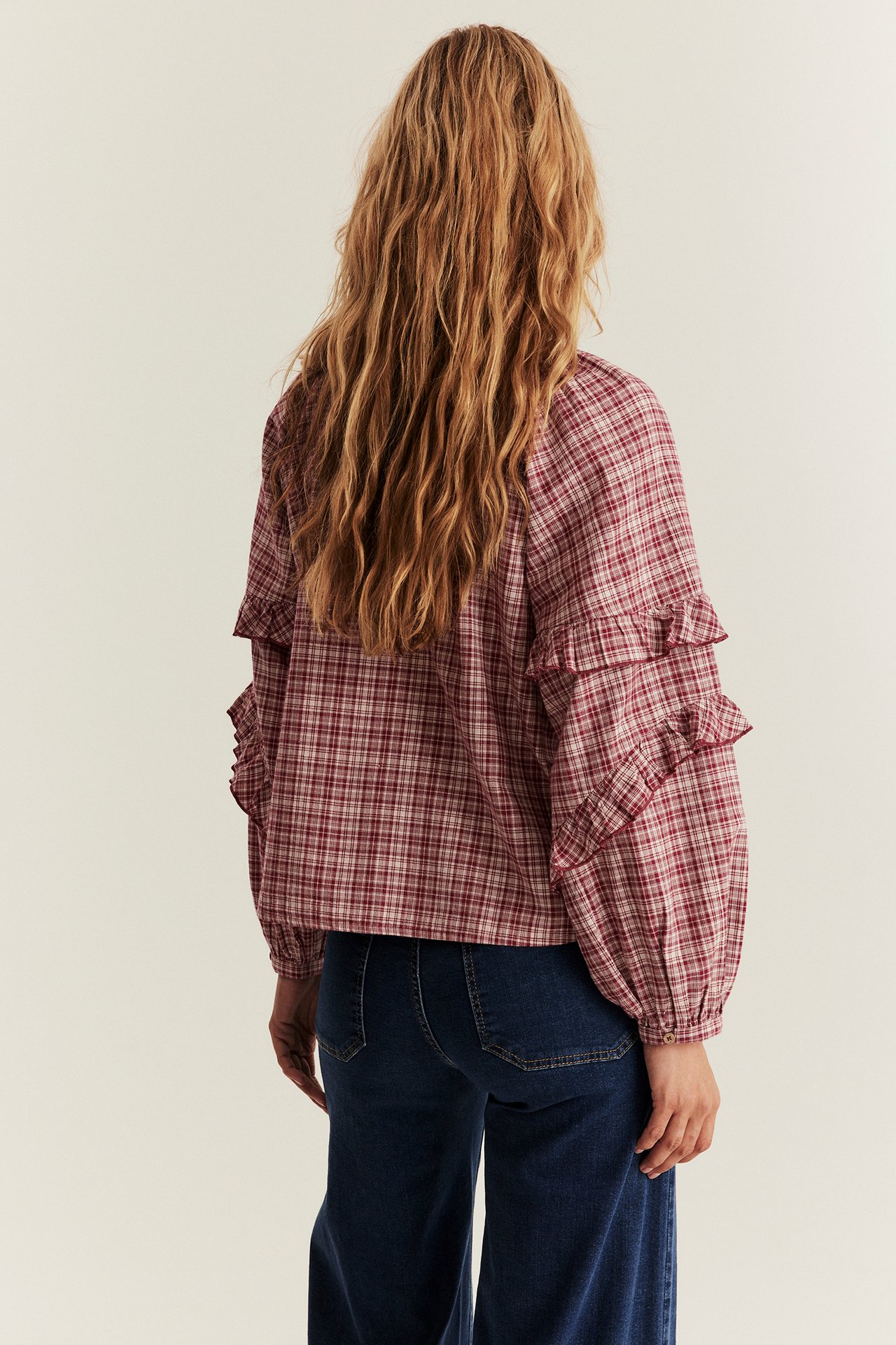 Rutete vevd bluse Newbie Woman - Rød - 180cm / Storlek: S - 6