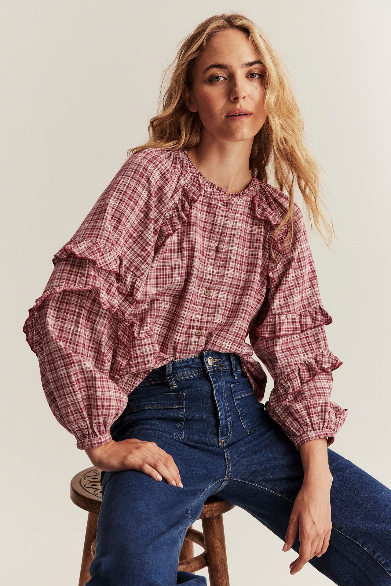 Rutete vevd bluse Newbie Woman