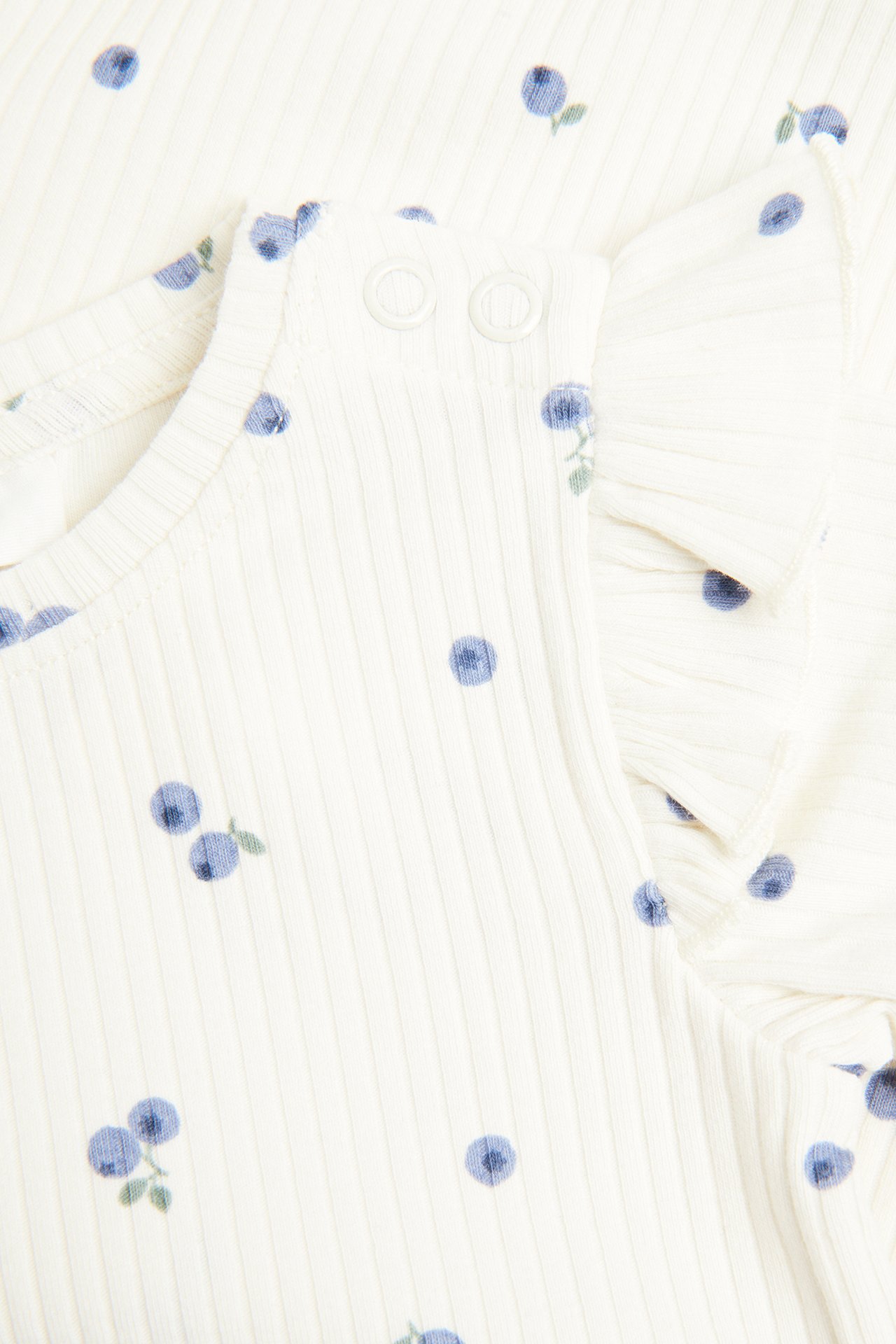 Ribbad body med blåbär - Offwhite - 4