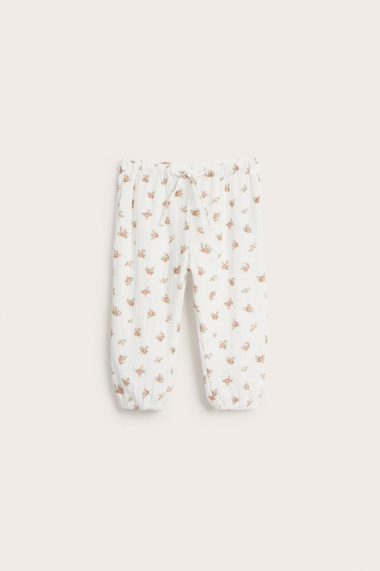 Blommiga vävda byxor - Offwhite - 2