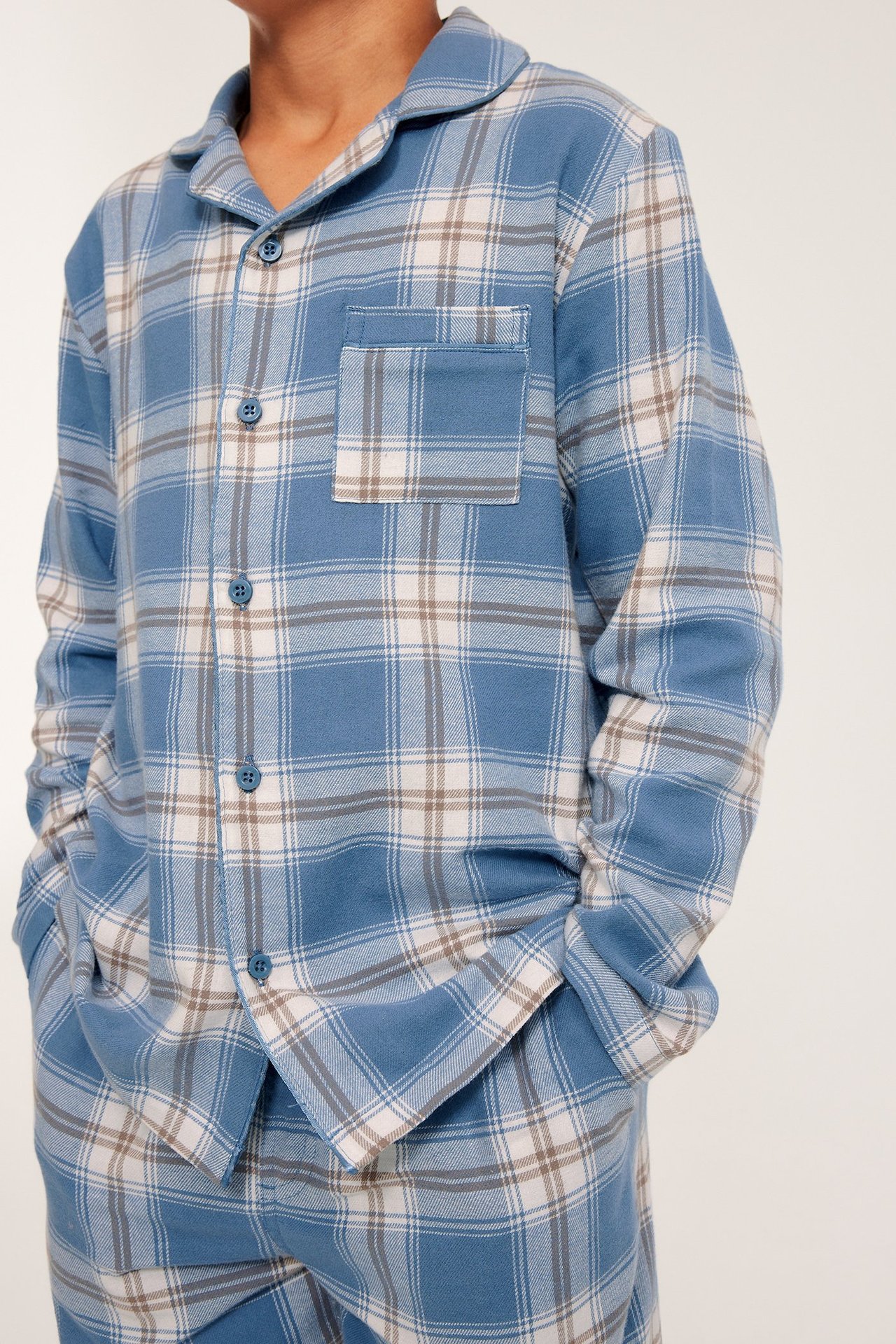 Flanellpyjamas - Blå - 4