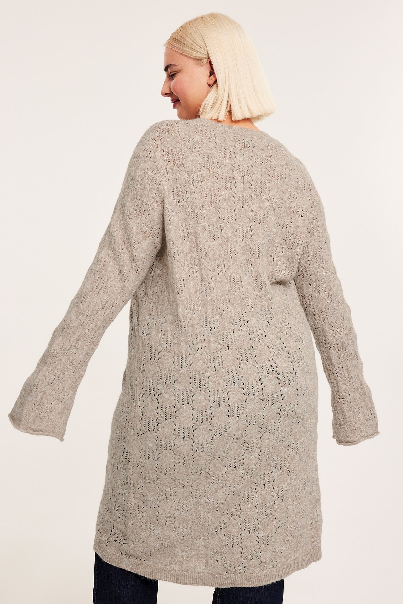 Stickad klänning - Melerad beige - 6