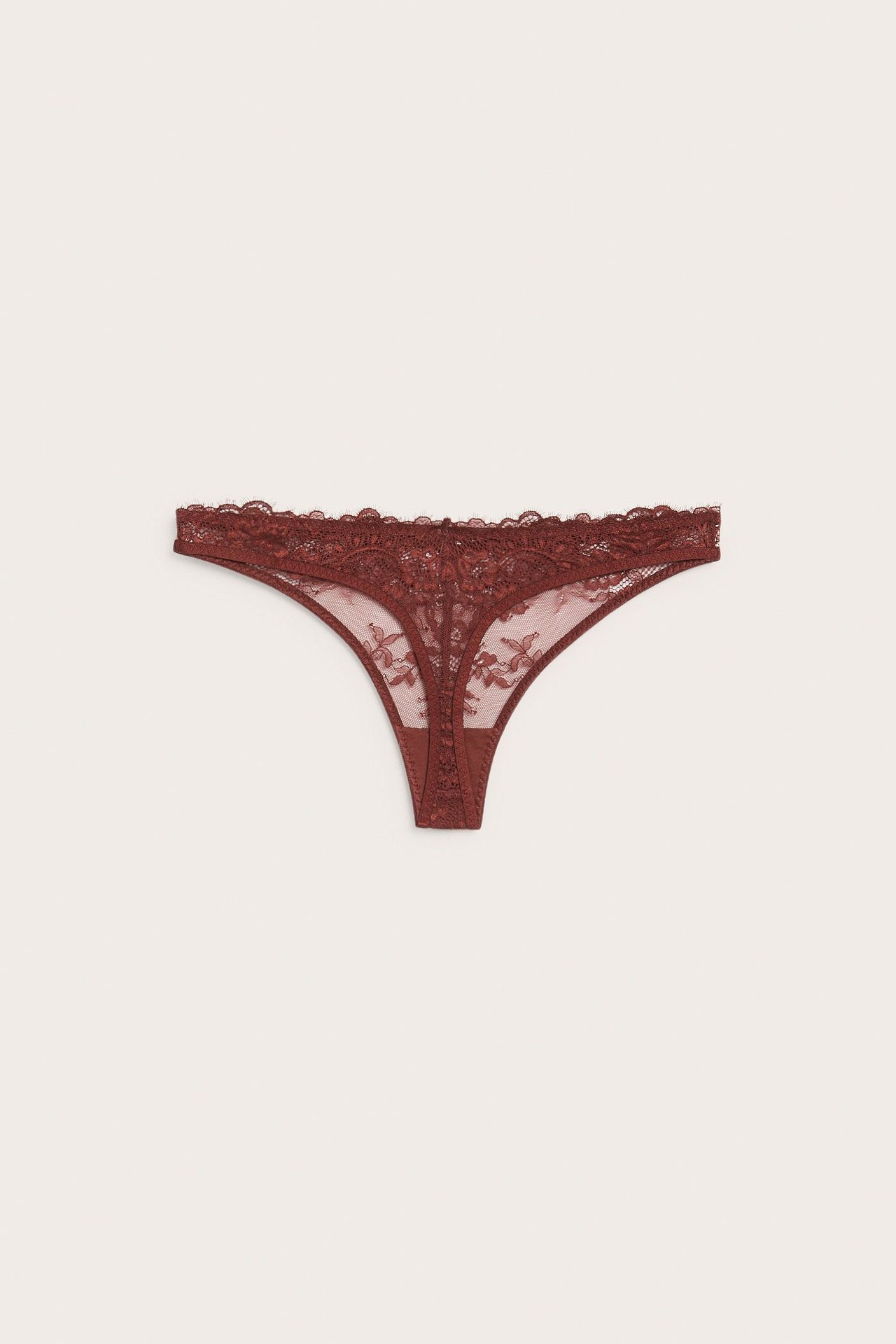 Stringtruser med blonder - Rød - 5