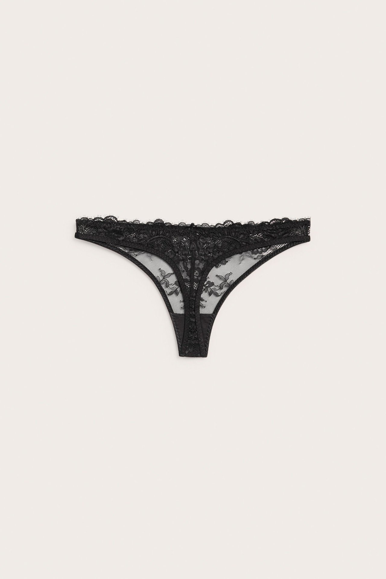 Stringtruser med blonder - Svart - 3