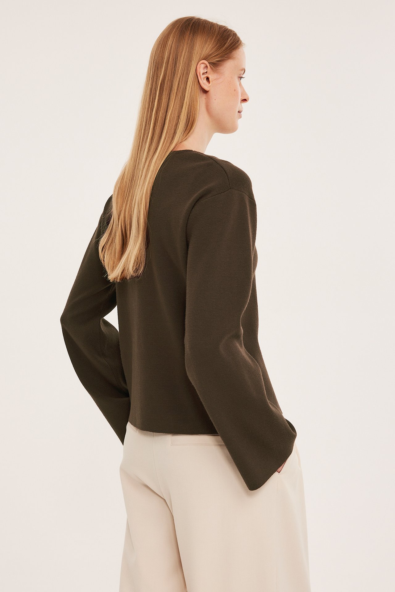 Stickad cardigan - Mörkbrun - 7