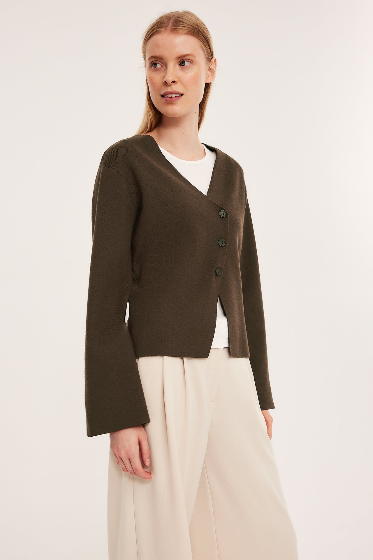 Stickad cardigan - Mörkbrun - 4
