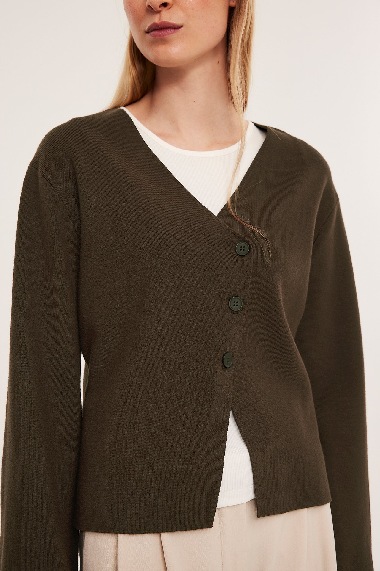 Stickad cardigan - Mörkbrun - 5