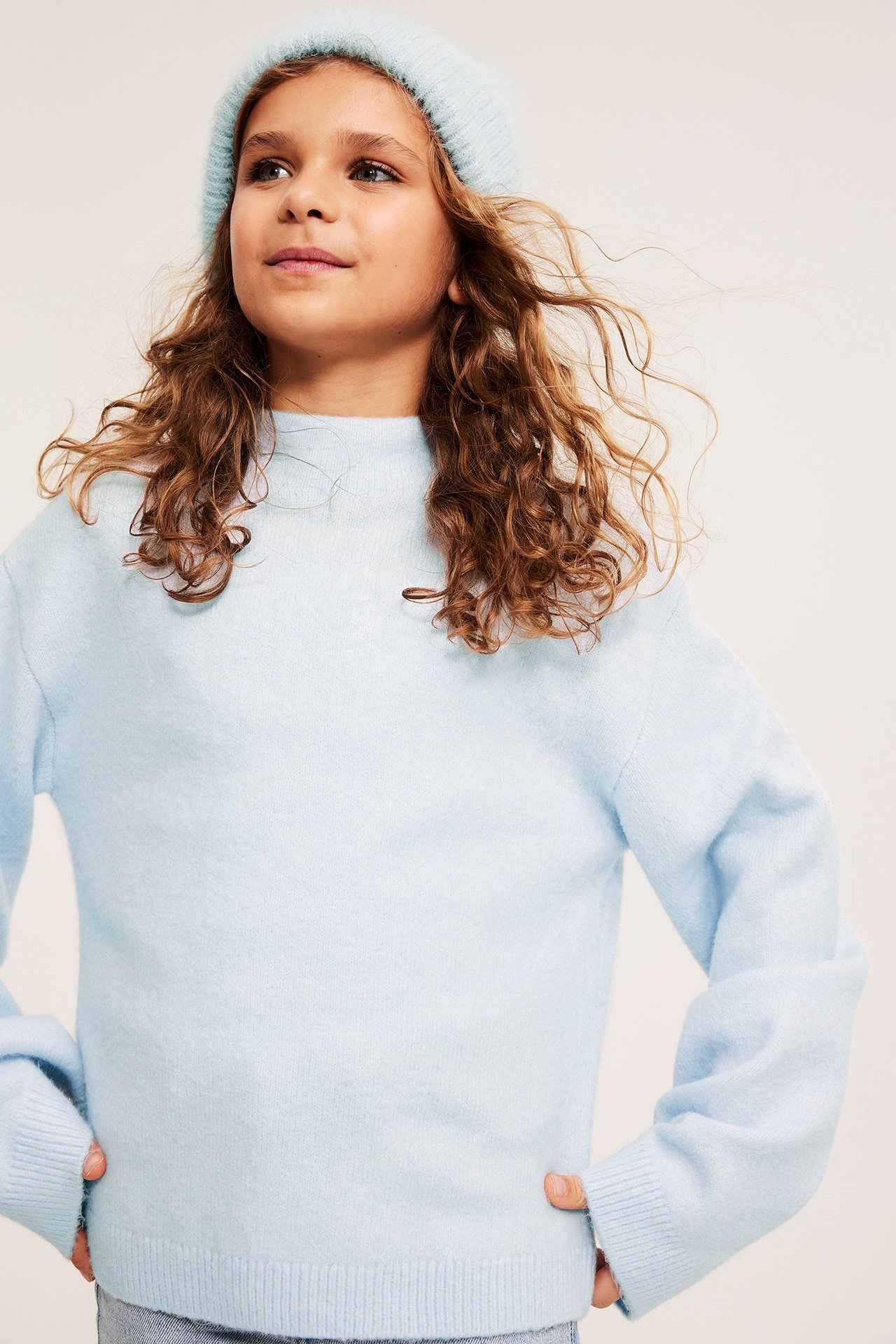 Strikkegenser med skorsteinskrage - Blå - 4