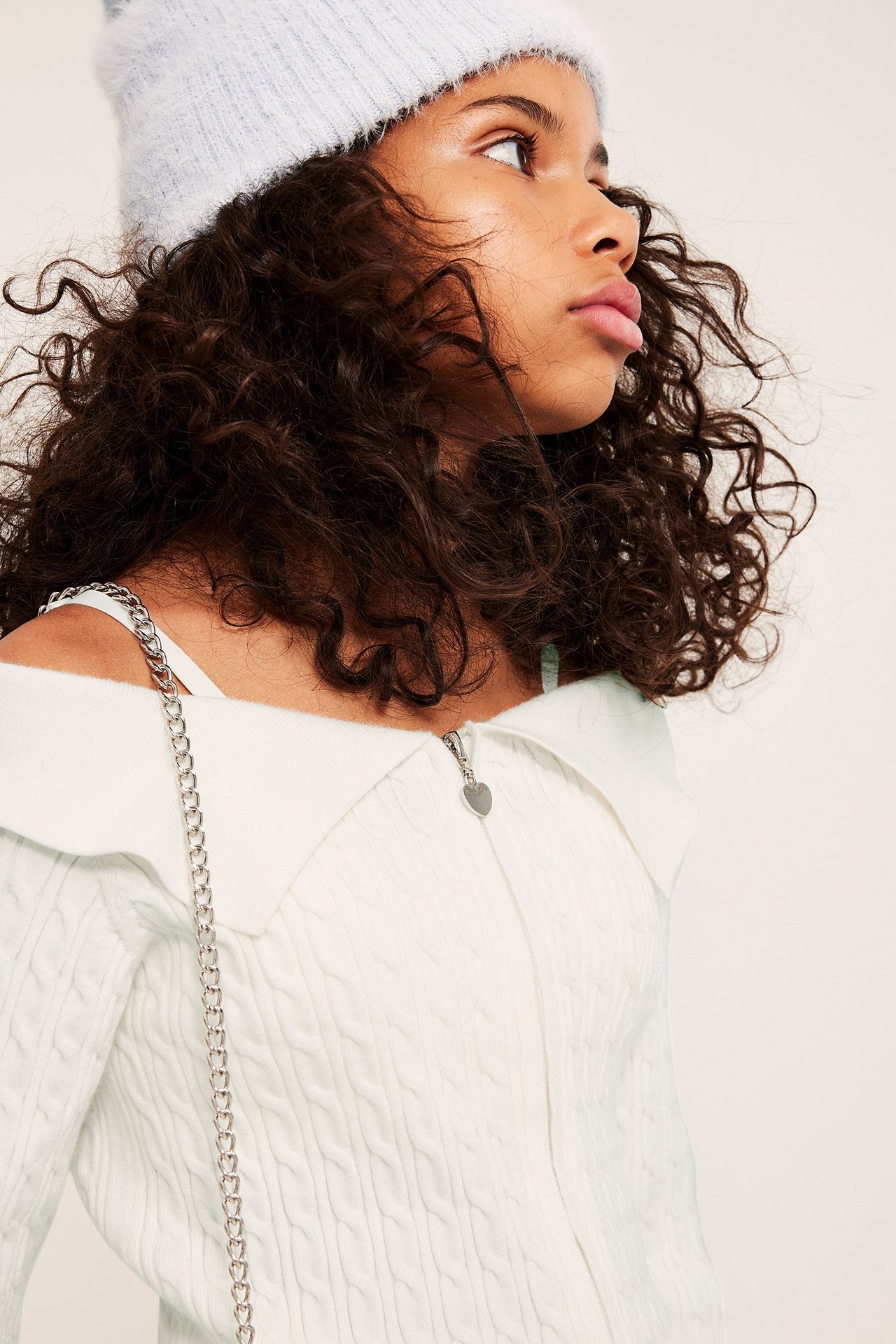 Kabelstrikket genser med glidelås