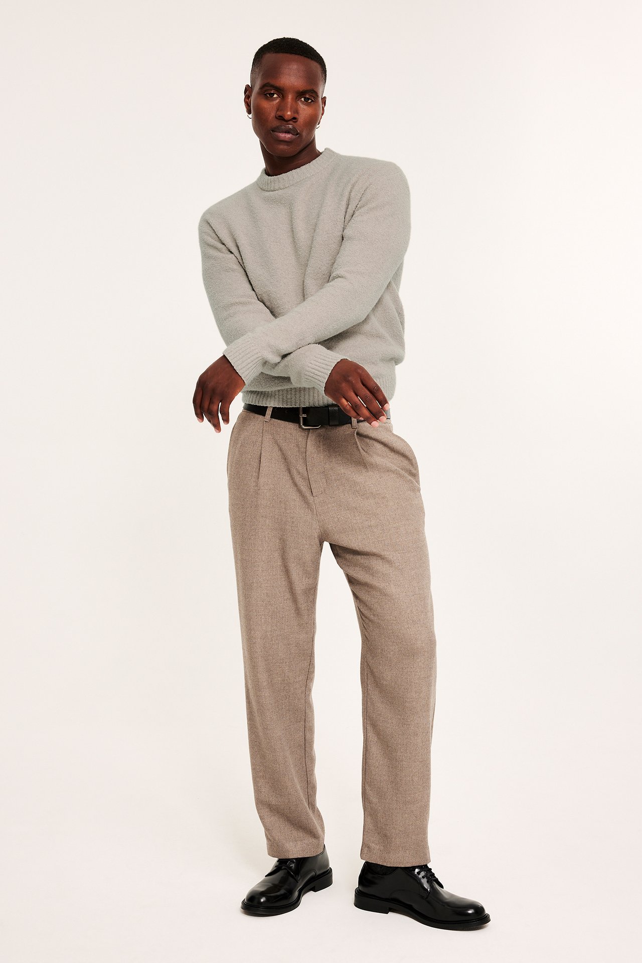 Dzianinowy sweter - Beżowy - 4