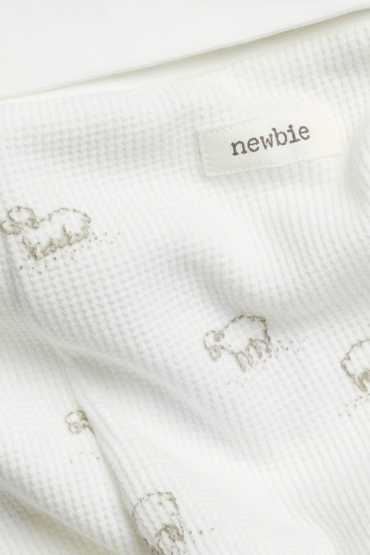 Våfflade leggings med lamm - Offwhite - 4