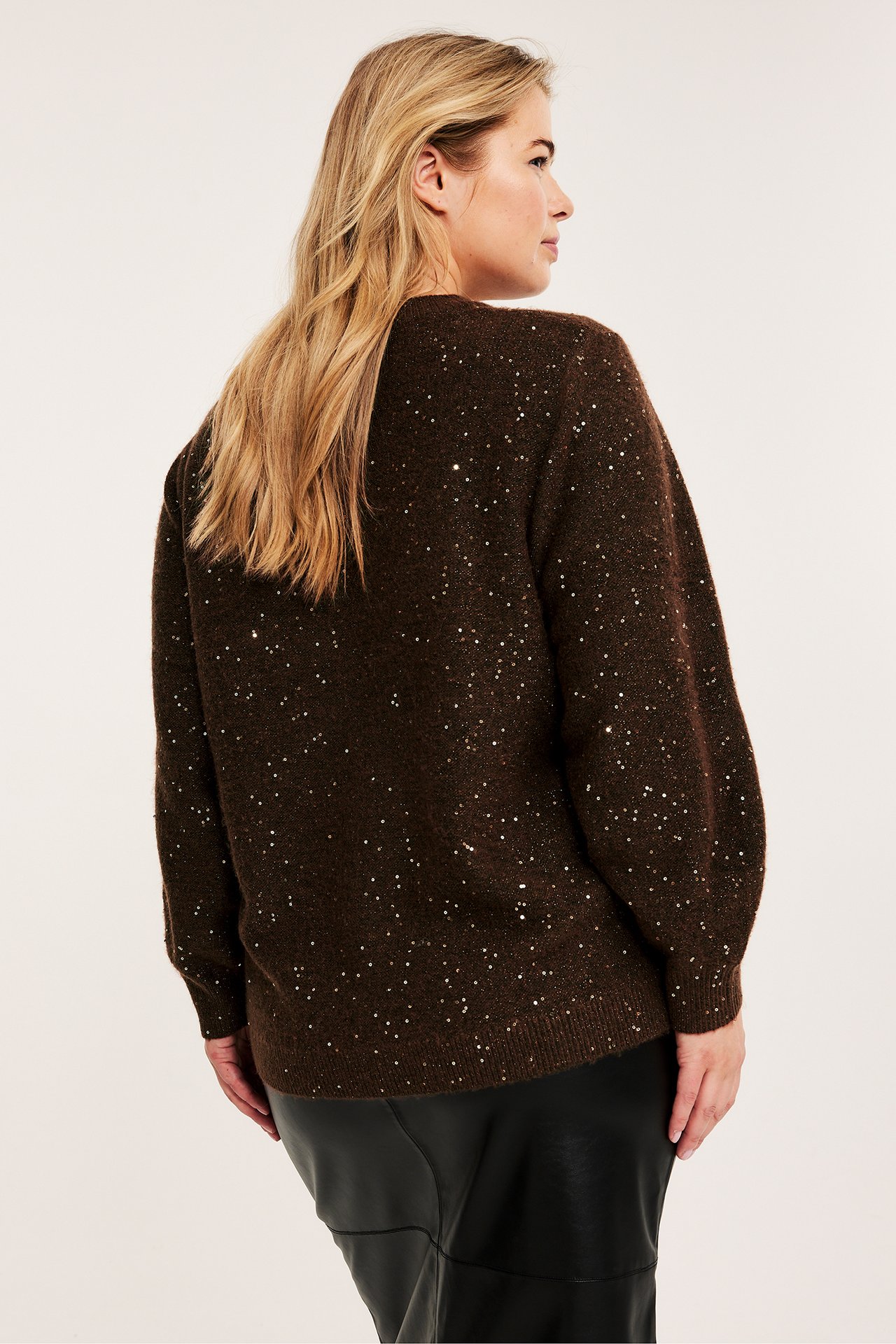 Långärmad tröja med glitter - Brun - 176cm / Storlek: XL - 6