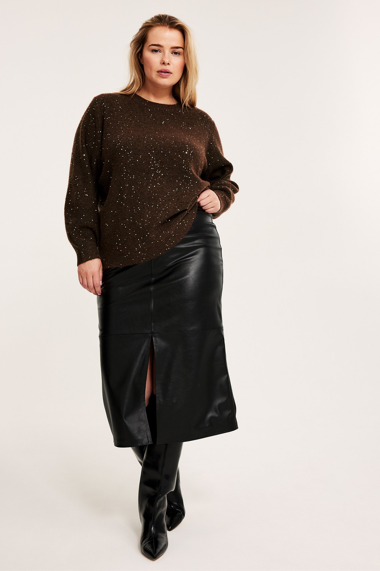 Långärmad tröja med glitter - Brun - 176cm / Storlek: XL - 4