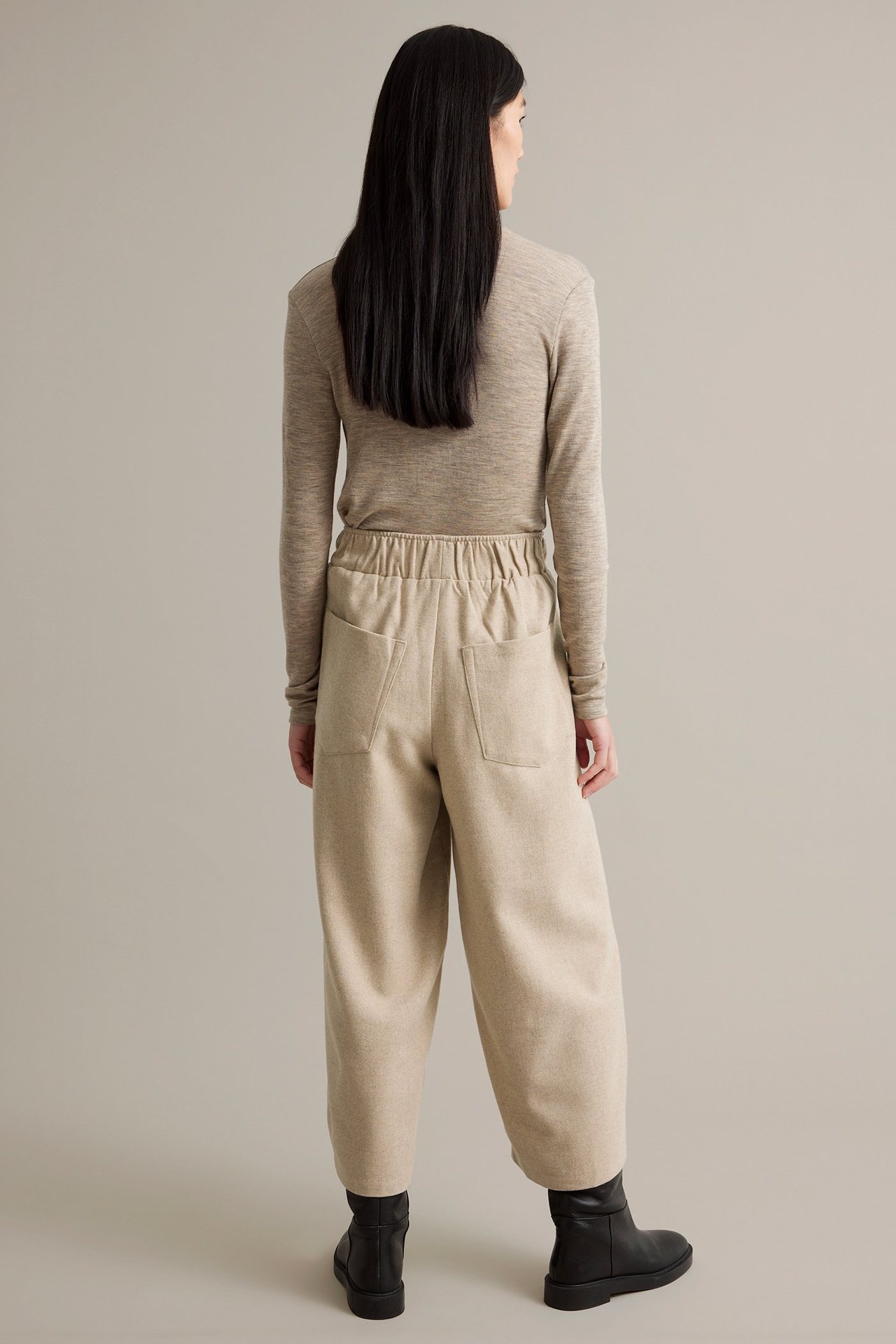 Byxor i ullblandning - Melerad beige - 9