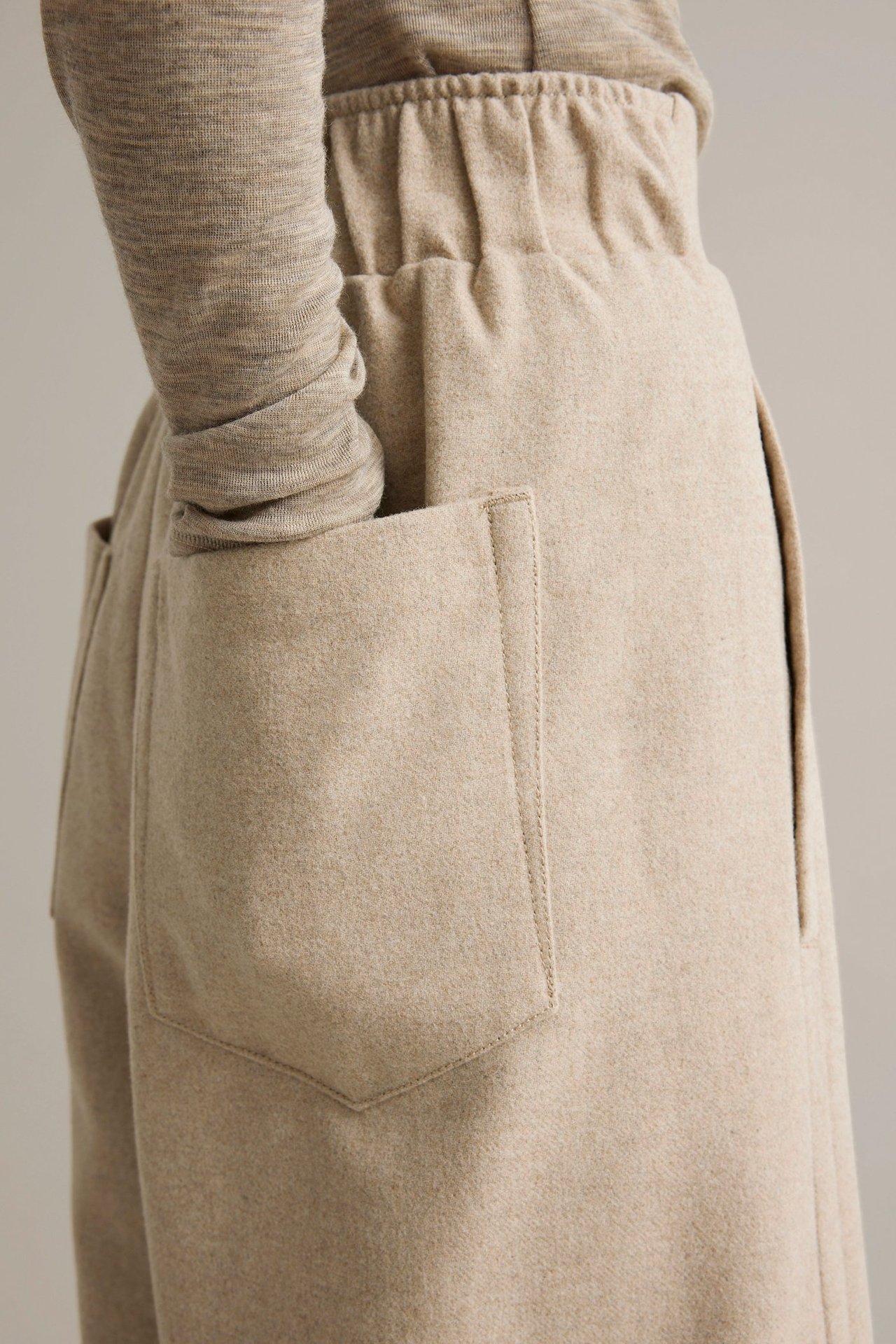 Byxor i ullblandning - Melerad beige - 7