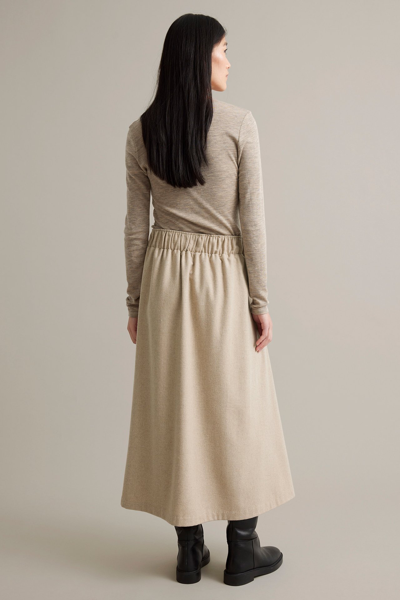 Skjørt i ullblanding - Melert beige - 7
