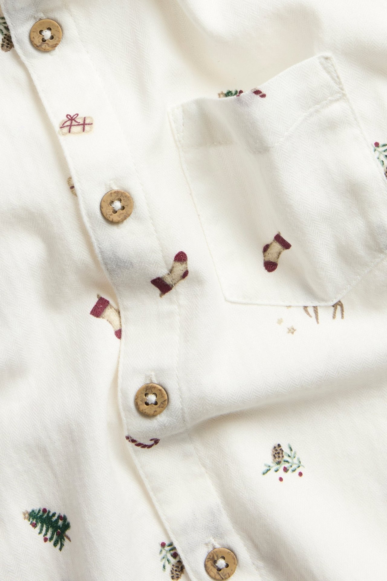 Vevd skjorte med julemotiv - Offwhite - 2