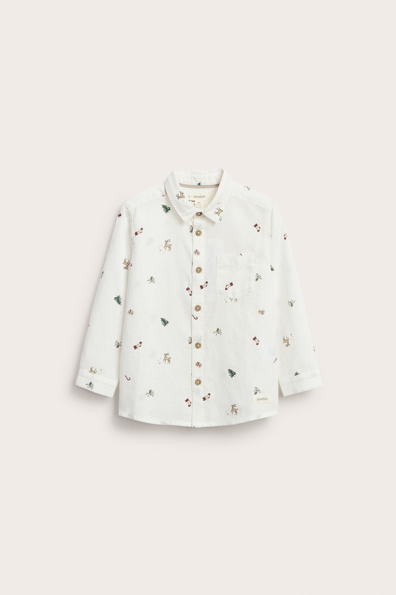 Vevd skjorte med julemotiv - Offwhite - 1